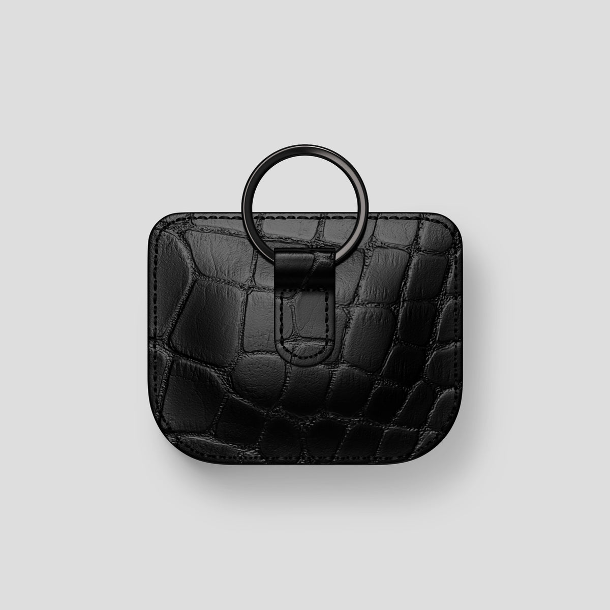 Black AirPods (4th gen) Pouch In Alligator with Black Metal -5 | Black-Black