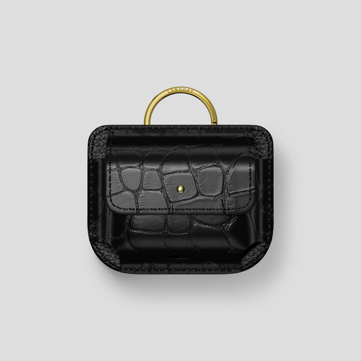 Black AirPods Pro (2nd gen) Pouch Alligator with Gold Metal -1 | Black-Gold