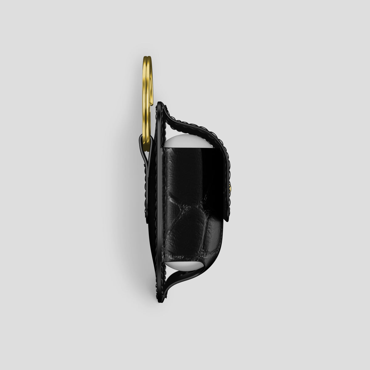 Black AirPods (4th gen) Pouch In Alligator with Gold Metal -4 | Black-Gold