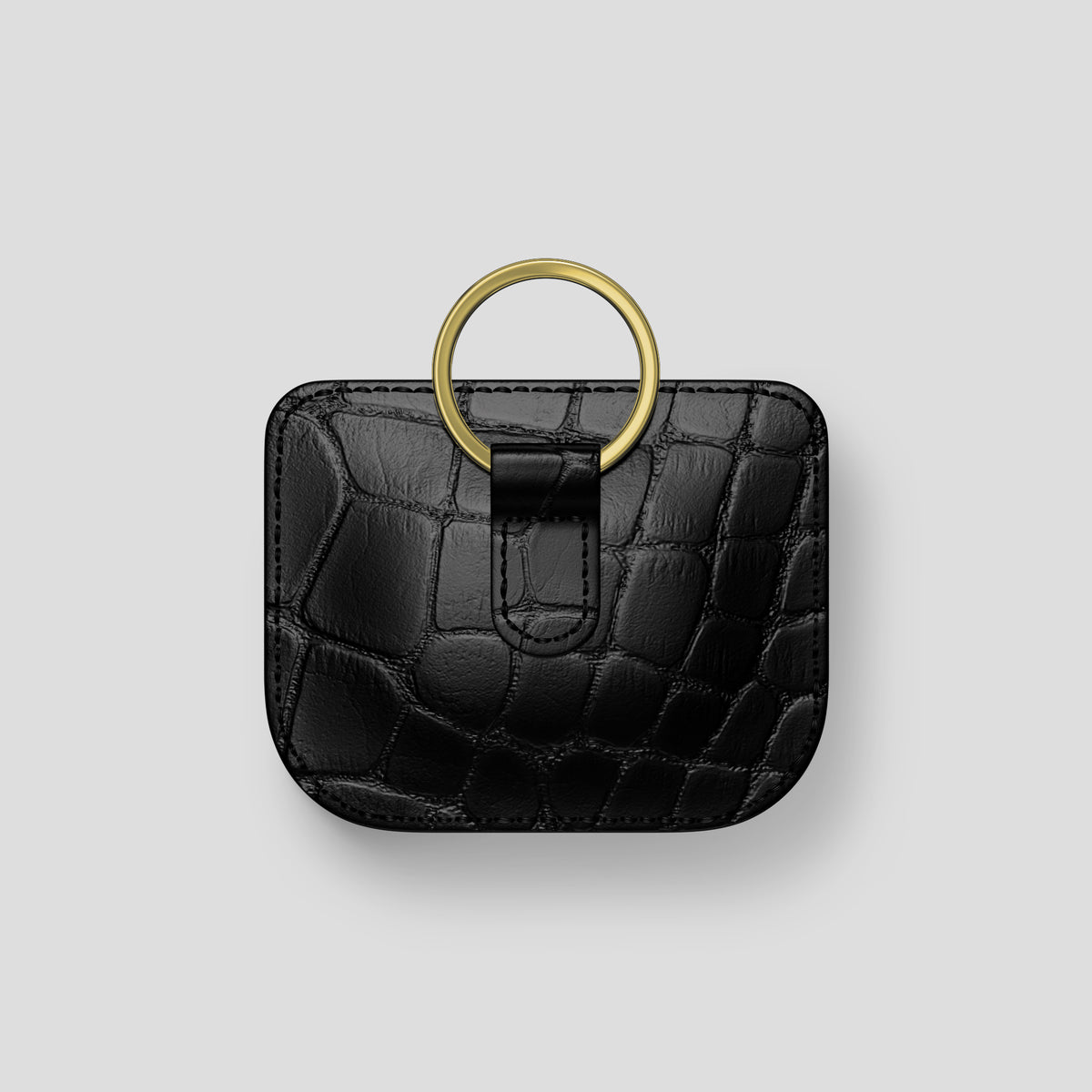 Black AirPods (4th gen) Pouch In Alligator with Gold Metal -5 | Black-Gold