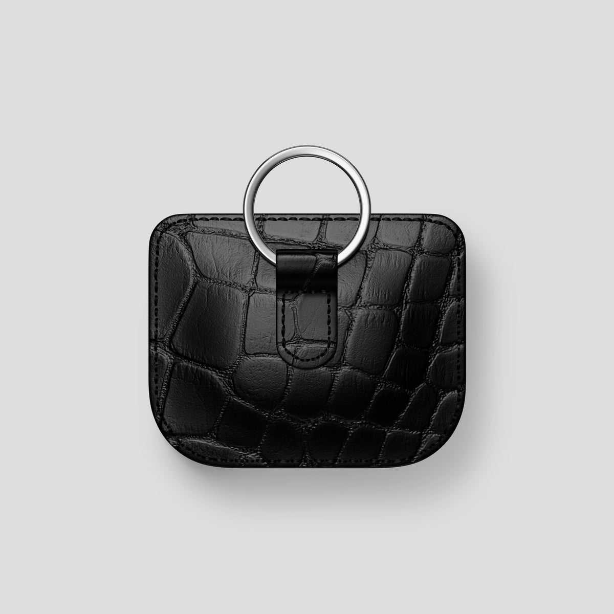Black AirPods (4th gen) Pouch In Alligator with Steel Metal -5 | Black-Steel