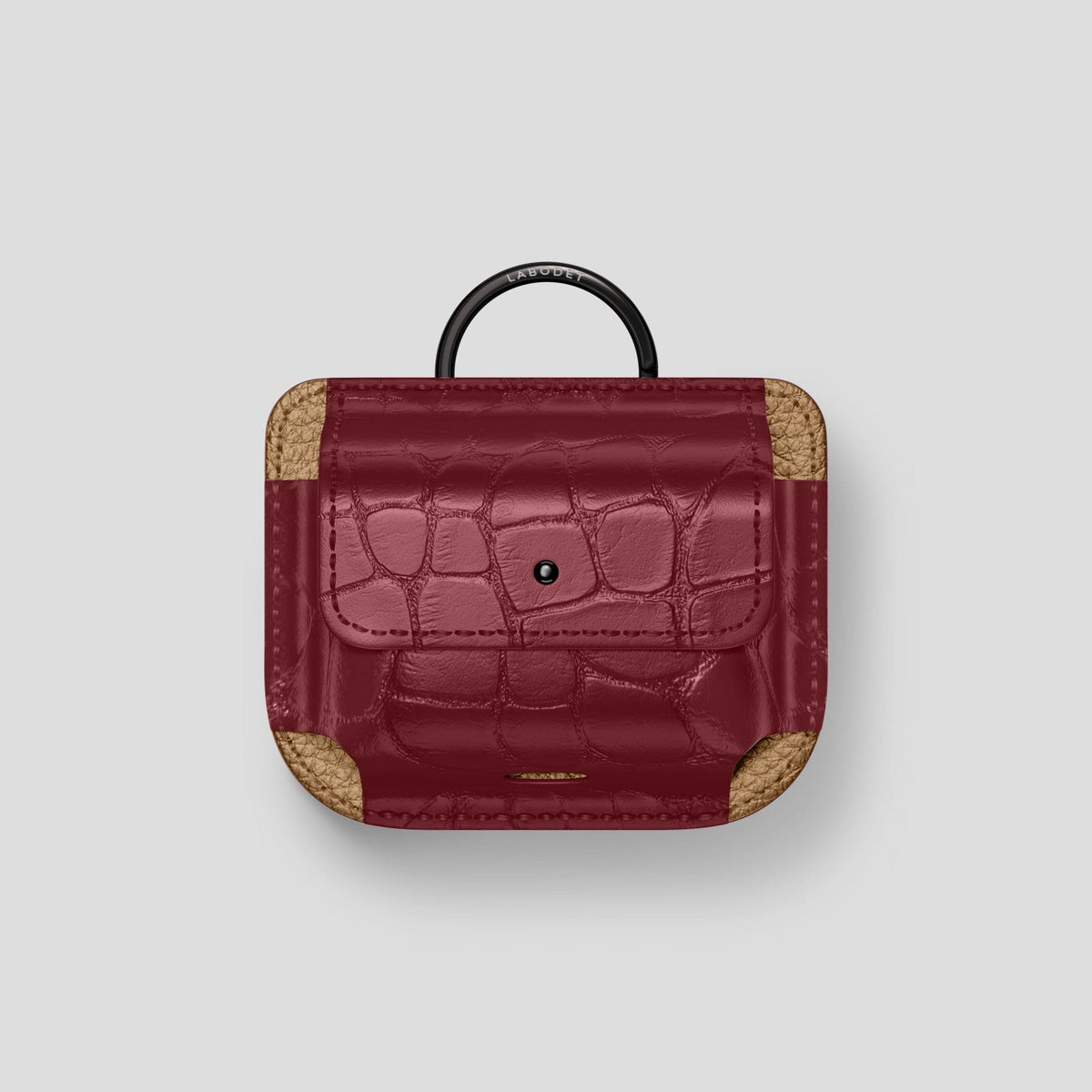 Burgundy AirPods Pro (2nd gen) Pouch Alligator with Black Metal -1 | Burgundy-Black