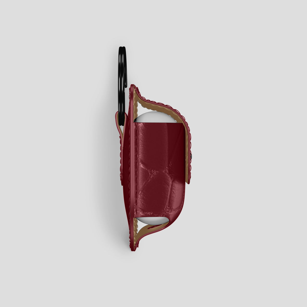 Burgundy AirPods (4th gen) Pouch In Alligator with Black Metal -4 | Burgundy-Black