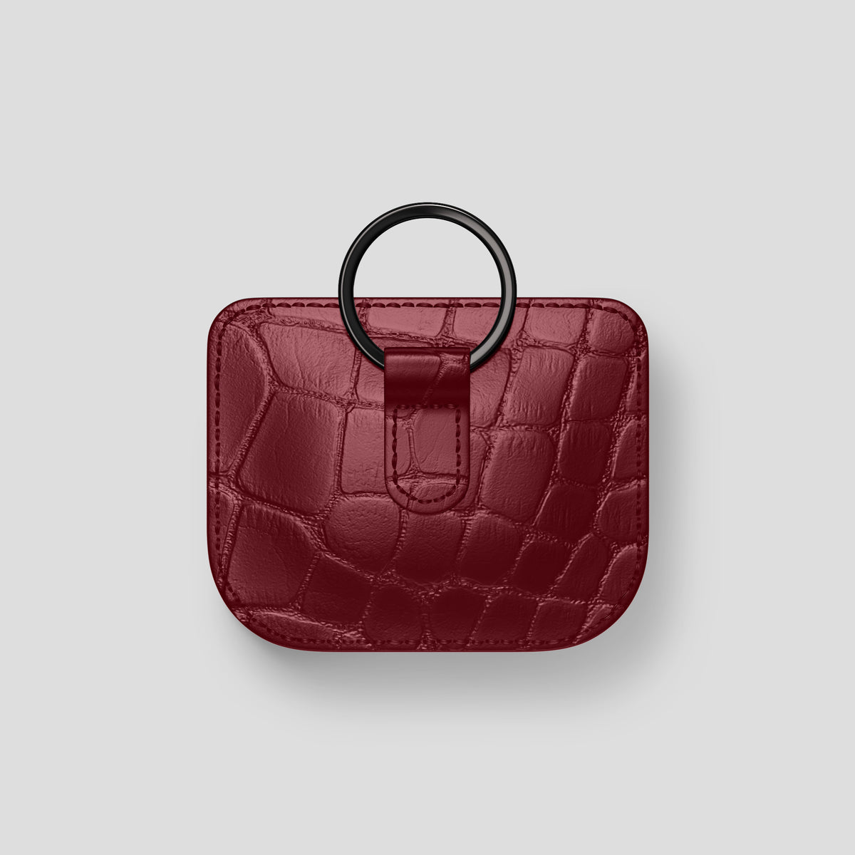 Burgundy AirPods (4th gen) Pouch In Alligator with Black Metal -5 | Burgundy-Black
