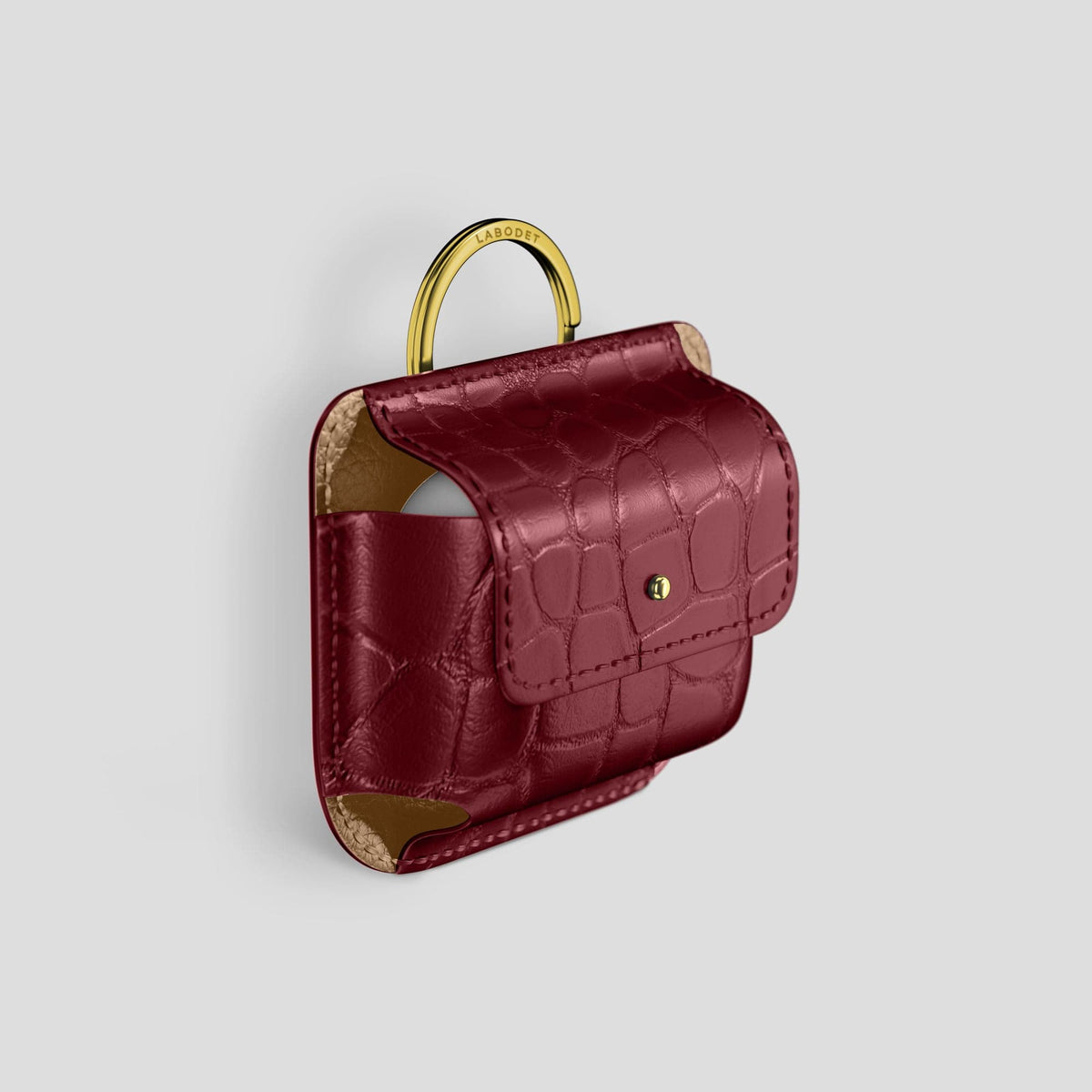 Burgundy AirPods Pro (2nd gen) Pouch Alligator with Gold Metal -2 | Burgundy-Gold