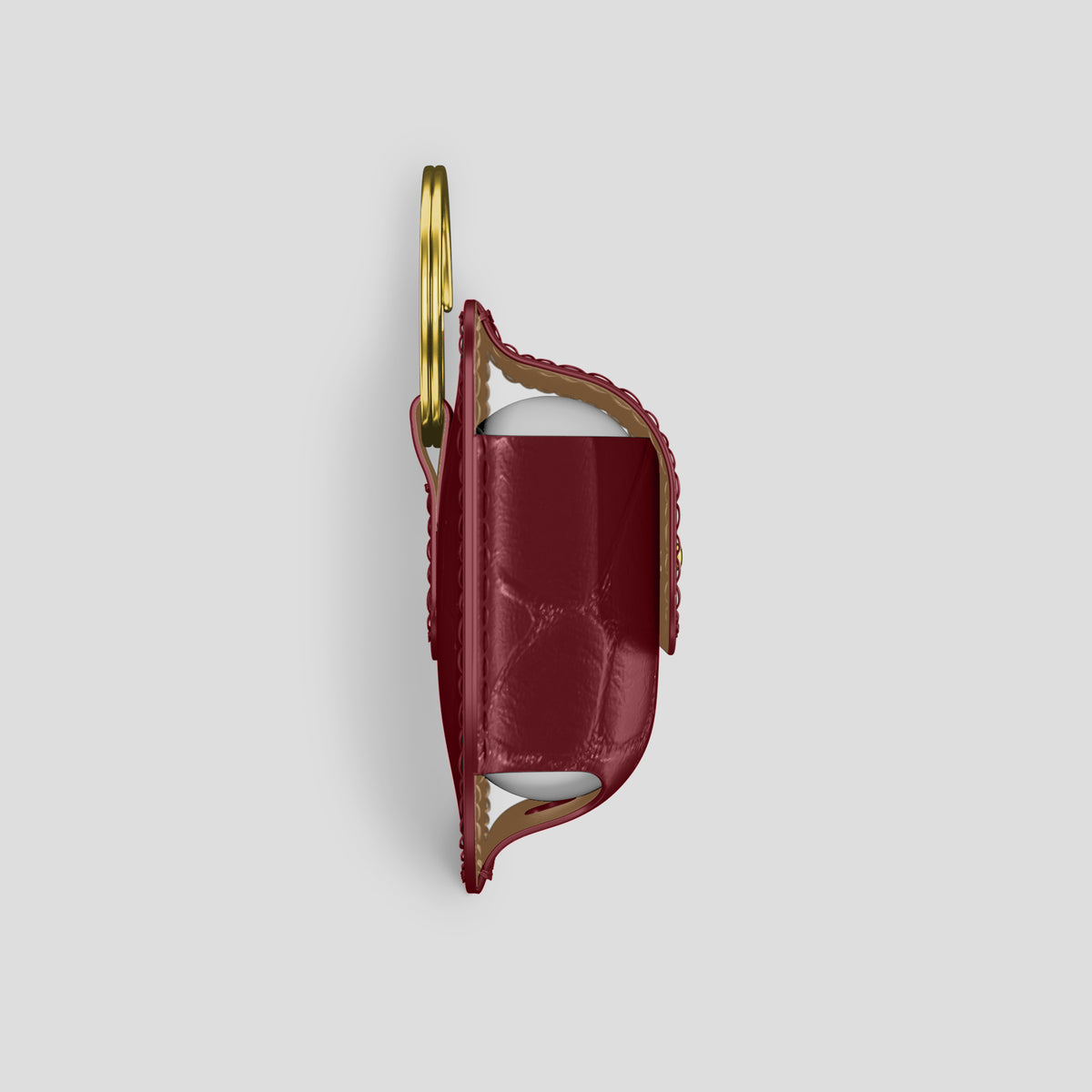Burgundy AirPods (4th gen) Pouch In Alligator with Gold Metal -4 | Burgundy-Gold