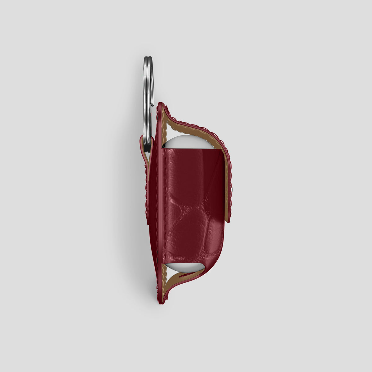 Burgundy AirPods (4th gen) Pouch In Alligator with Steel Metal -4 | Burgundy-Steel