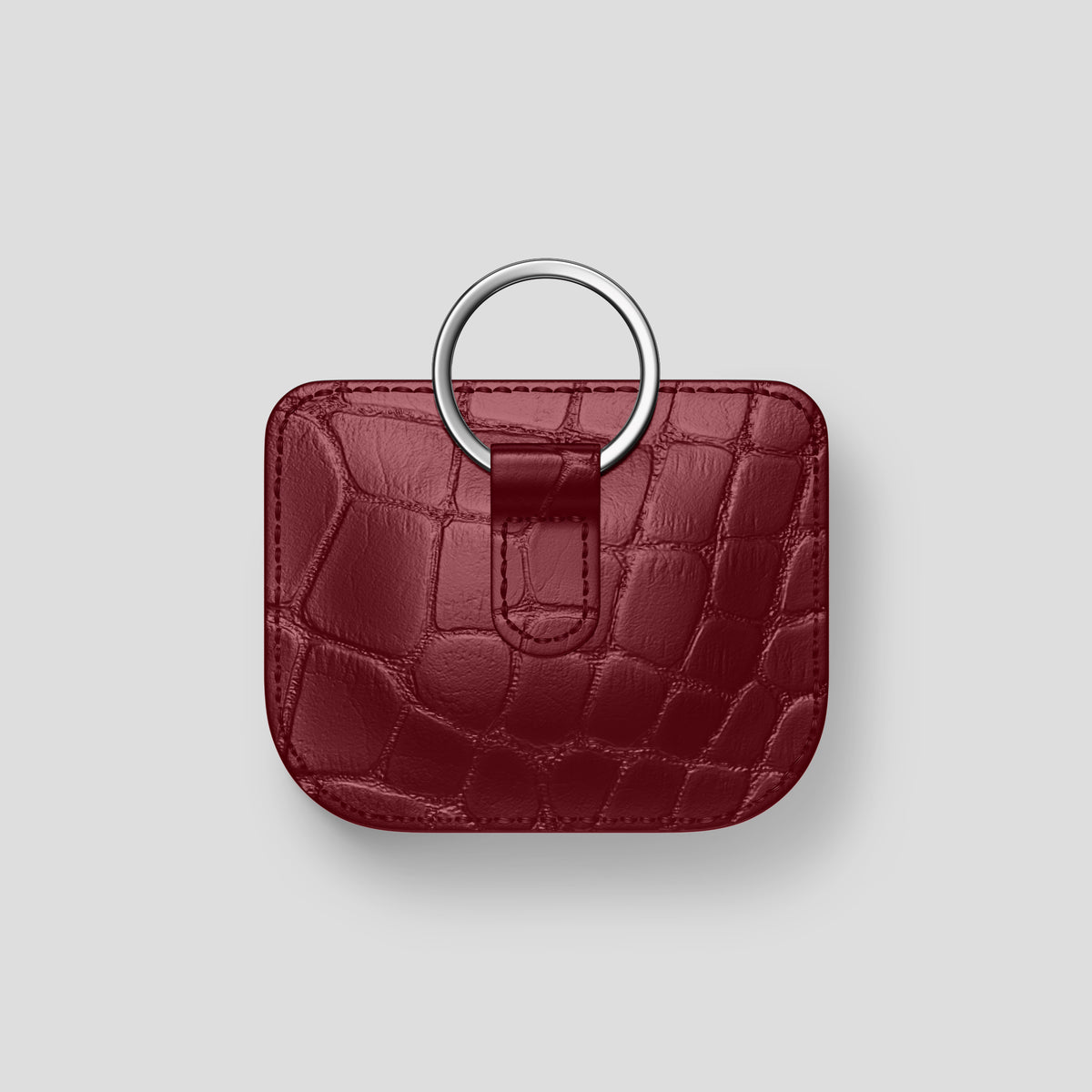 Burgundy AirPods (4th gen) Pouch In Alligator with Steel Metal -5 | Burgundy-Steel