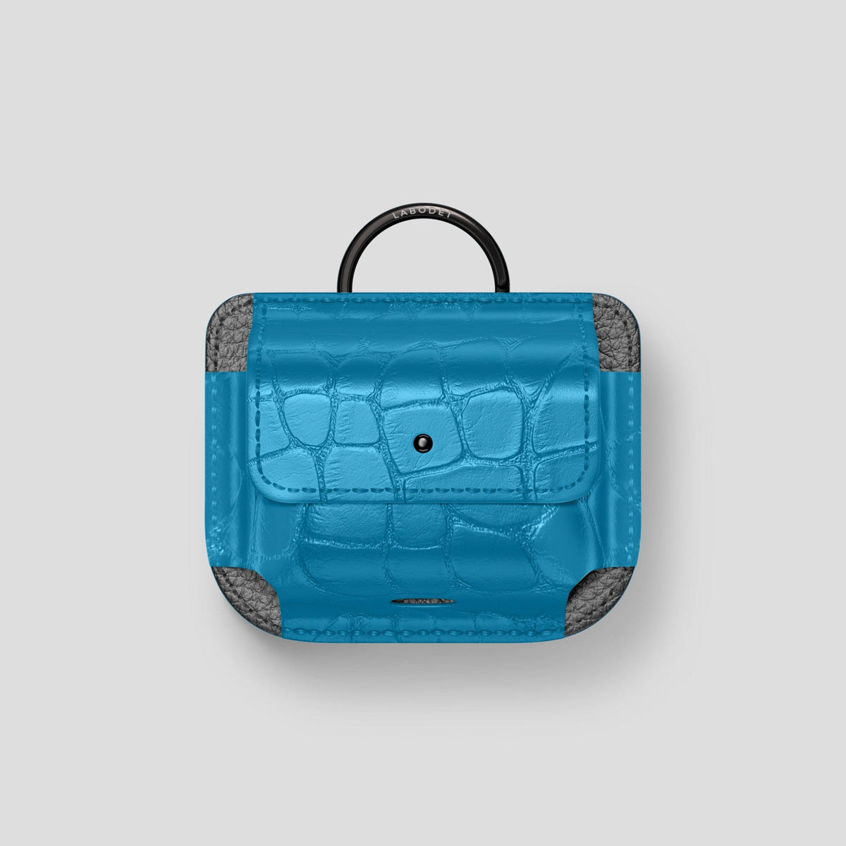 Curaçao-Blue AirPods Pro (2nd gen) Pouch Alligator with Black Metal -1 | Curaçao-Blue-Black