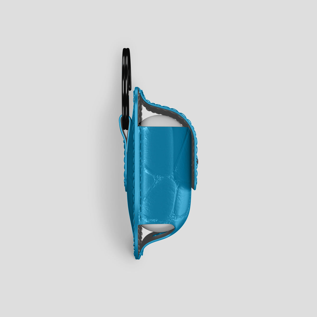 Curaçao-Blue AirPods (4th gen) Pouch In Alligator with Black Metal -4 | Curaçao-Blue-Black
