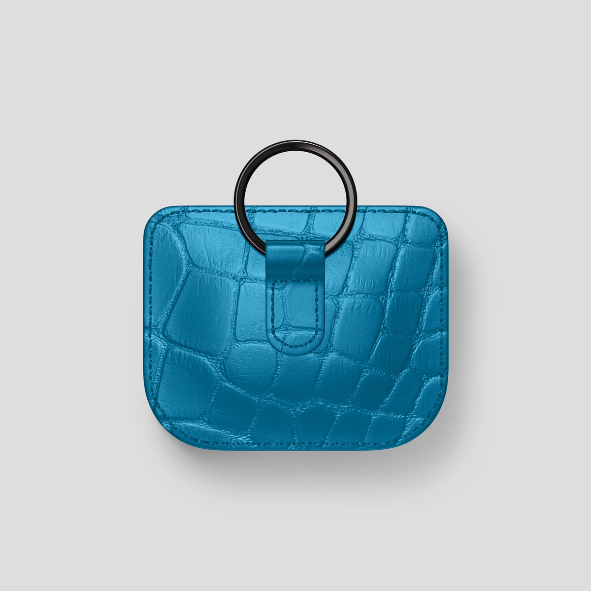 Curaçao-Blue AirPods (4th gen) Pouch In Alligator with Black Metal -5 | Curaçao-Blue-Black