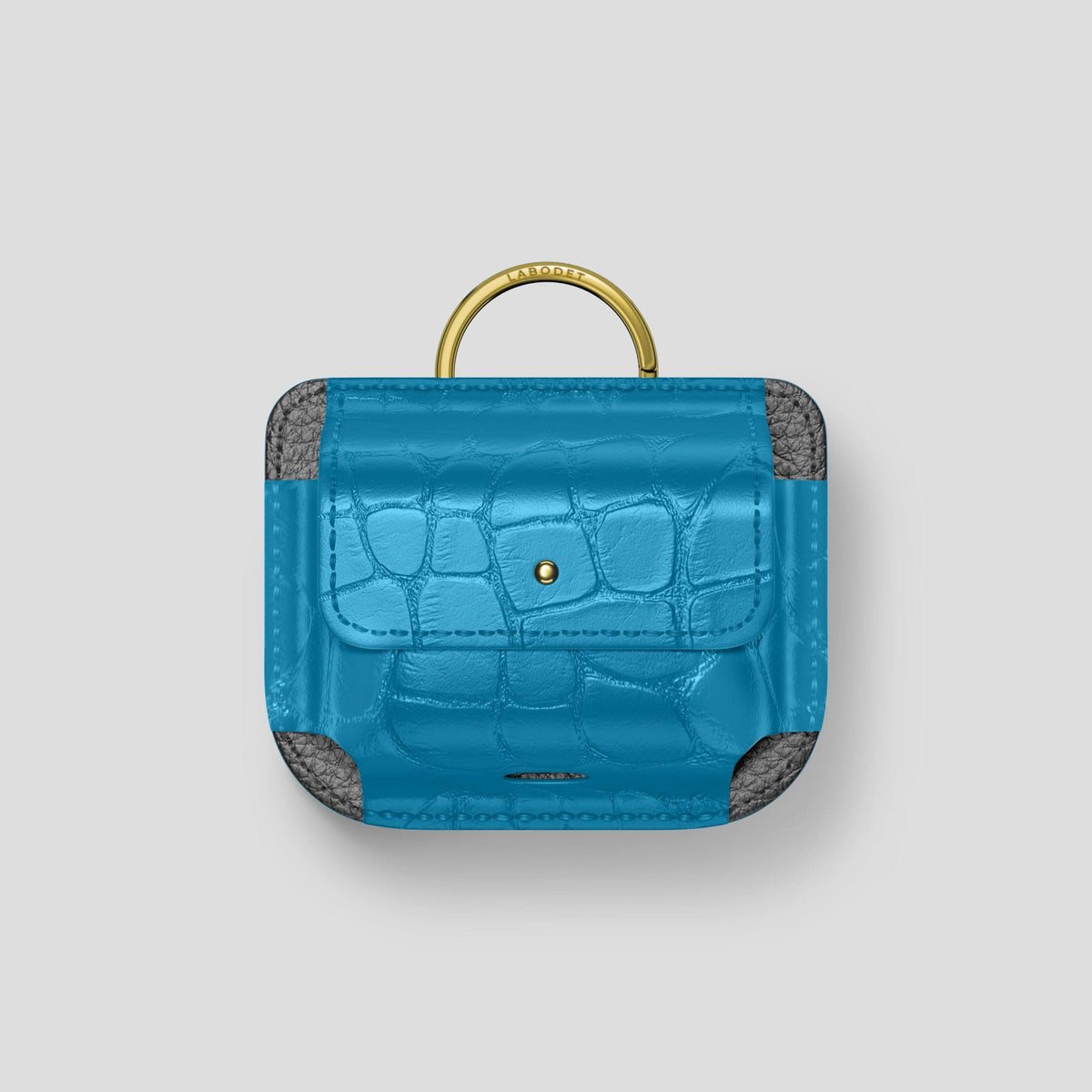 Curaçao-Blue AirPods Pro (1st gen) Pouch Alligator with Gold Metal -1 | Curaçao-Blue-Gold