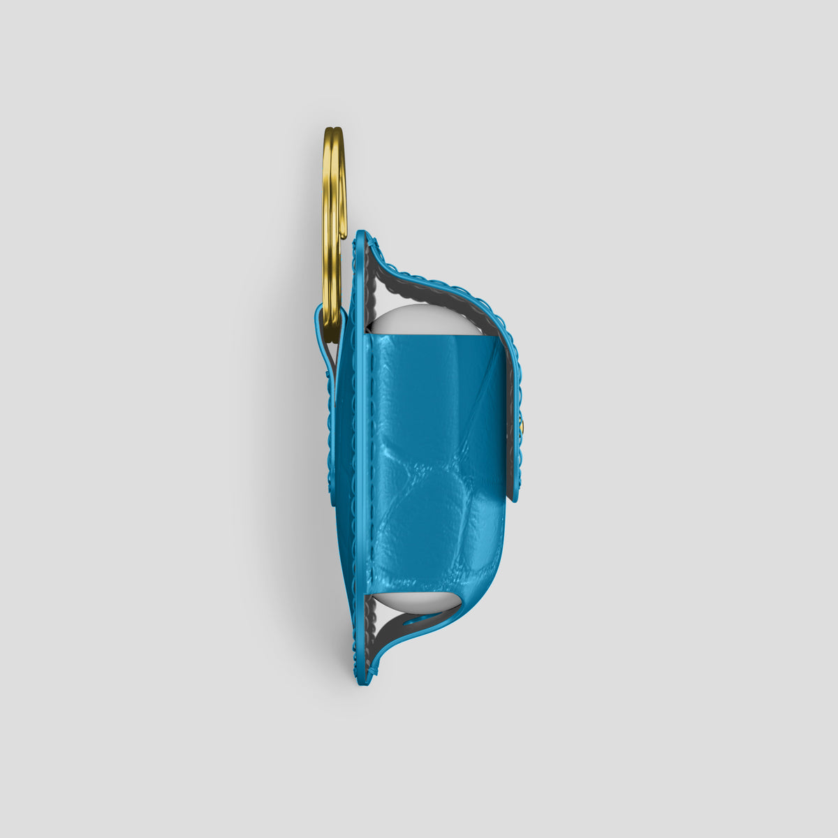 Curaçao-Blue AirPods (4th gen) Pouch In Alligator with Gold Metal -4 | Curaçao-Blue-Gold