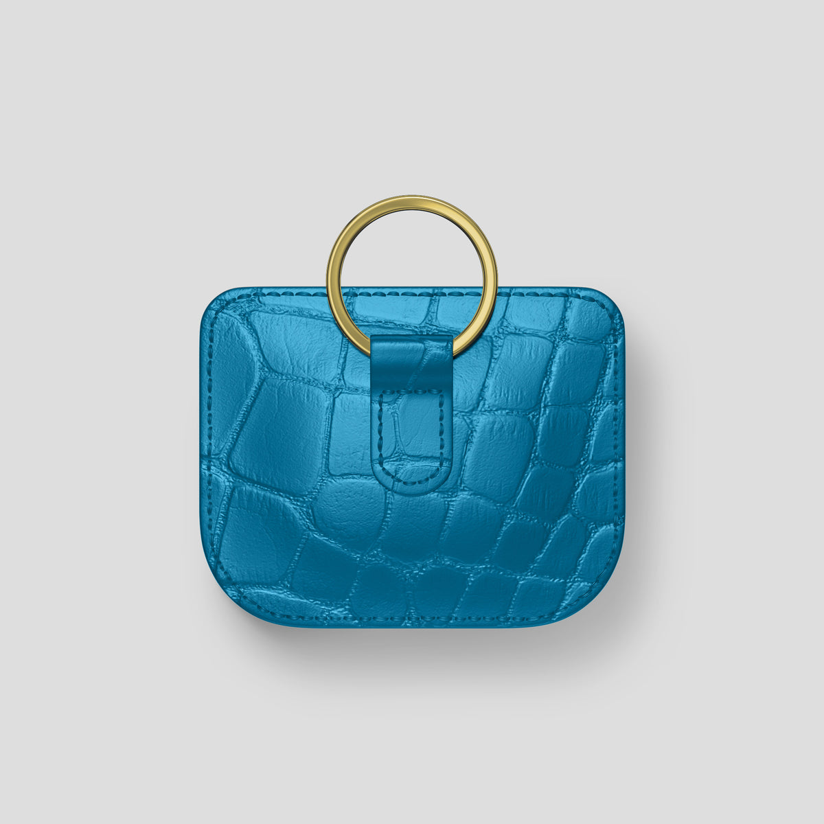 Curaçao-Blue AirPods (4th gen) Pouch In Alligator with Gold Metal -5 | Curaçao-Blue-Gold