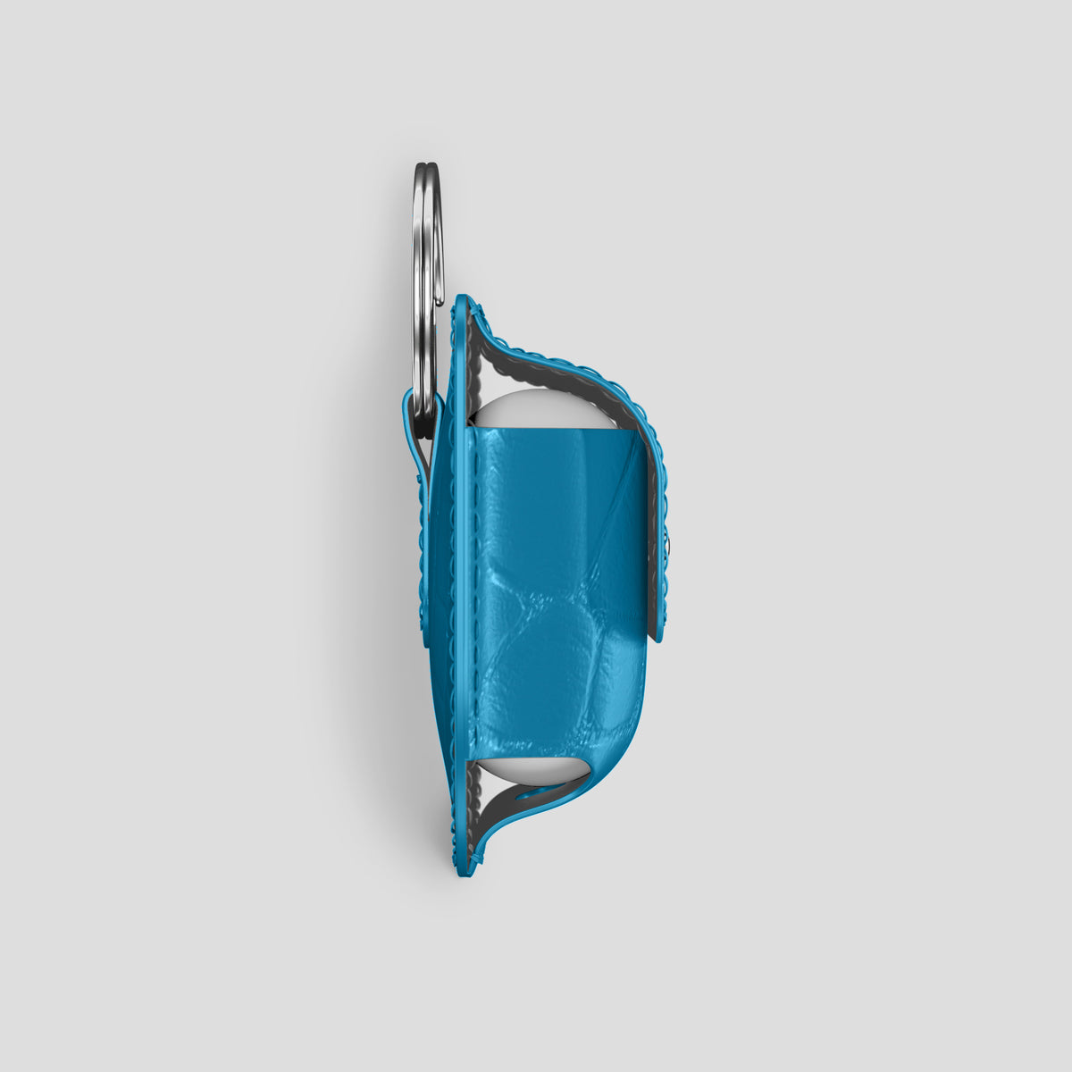 Curaçao-Blue AirPods (4th gen) Pouch In Alligator with Steel Metal -4 | Curaçao-Blue-Steel