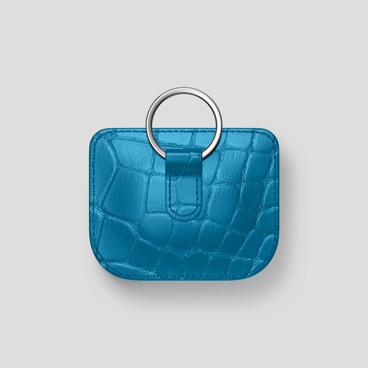 Curaçao-Blue AirPods (4th gen) Pouch In Alligator with Steel Metal -5 | Curaçao-Blue-Steel