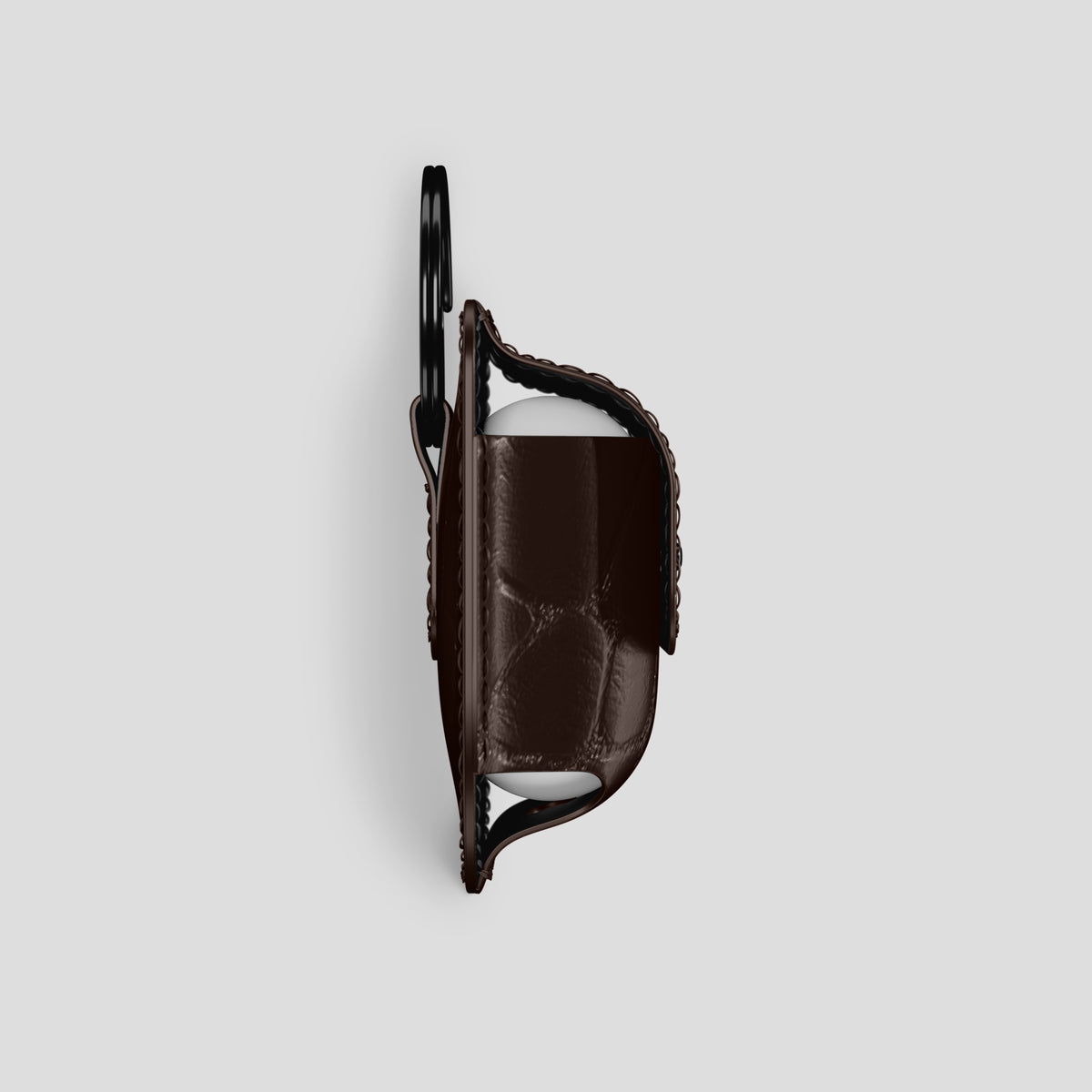 Dark-Brown AirPods (4th gen) Pouch In Alligator with Black Metal -4 | Dark-Brown-Black