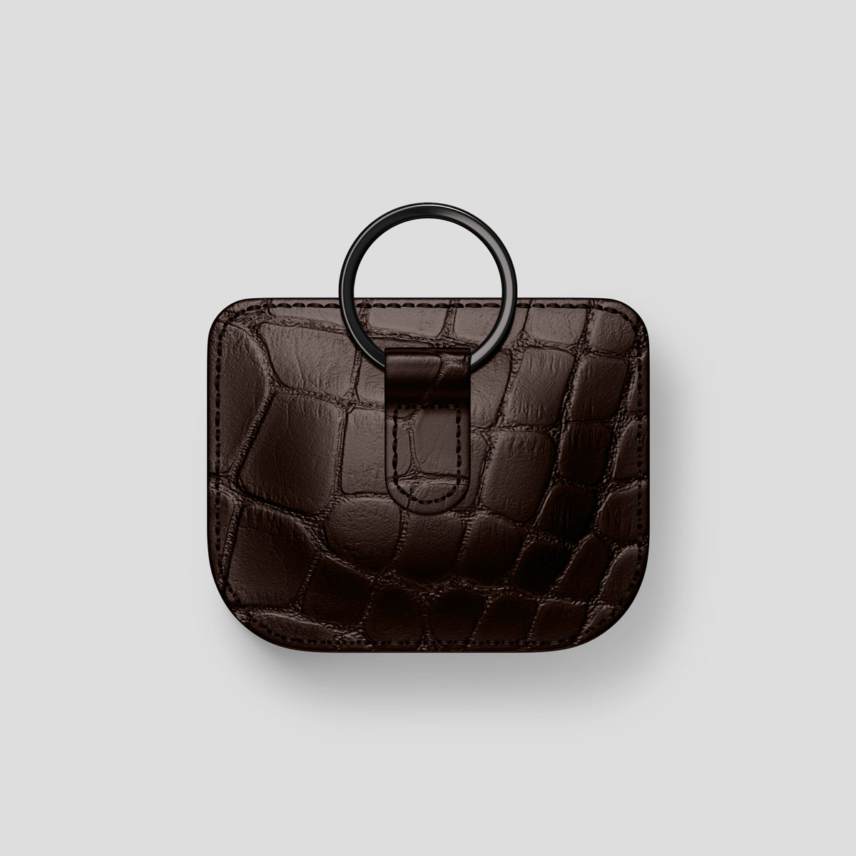 Dark-Brown AirPods (4th gen) Pouch In Alligator with Black Metal -5 | Dark-Brown-Black