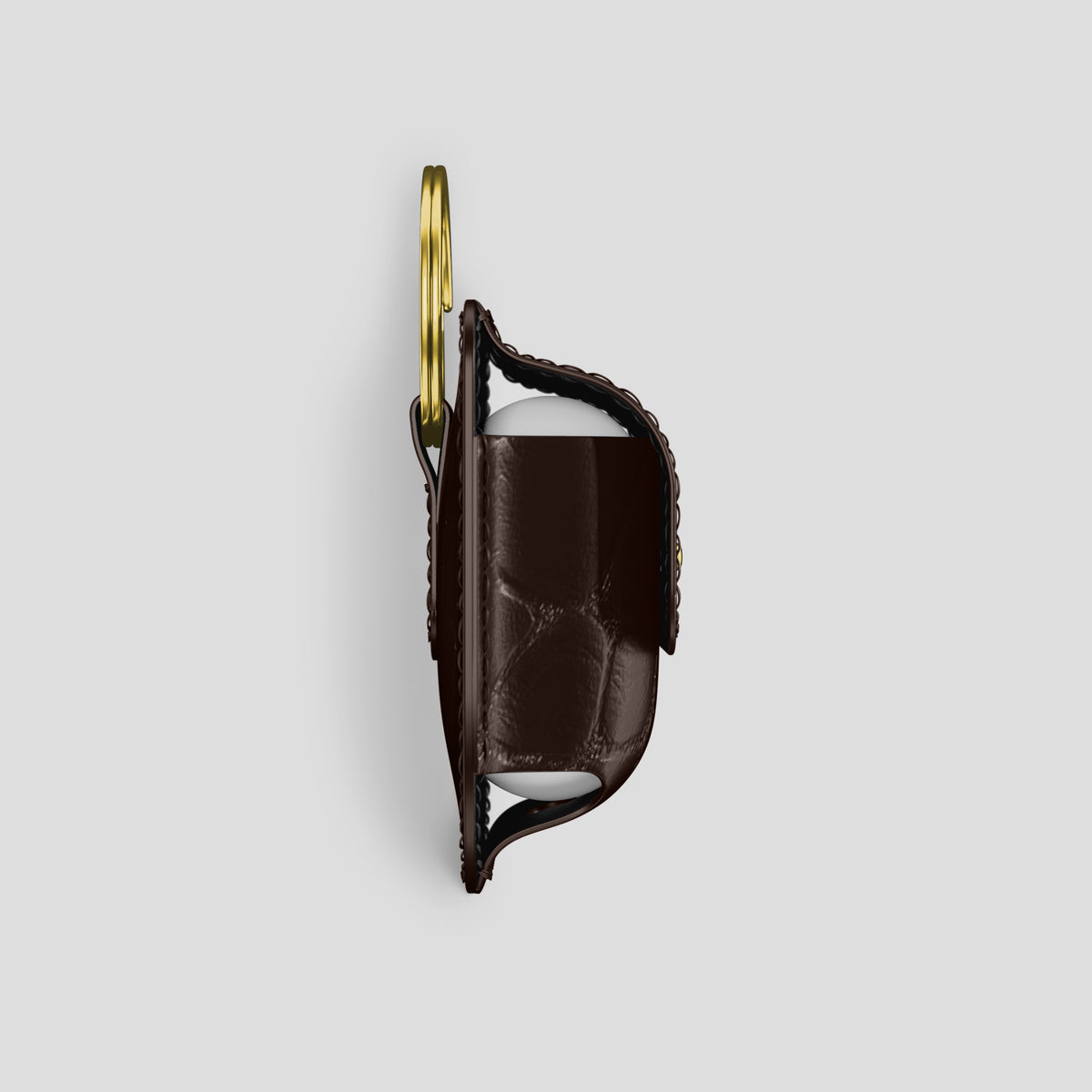 Dark-Brown AirPods (4th gen) Pouch In Alligator with Gold Metal -4 | Dark-Brown-Gold