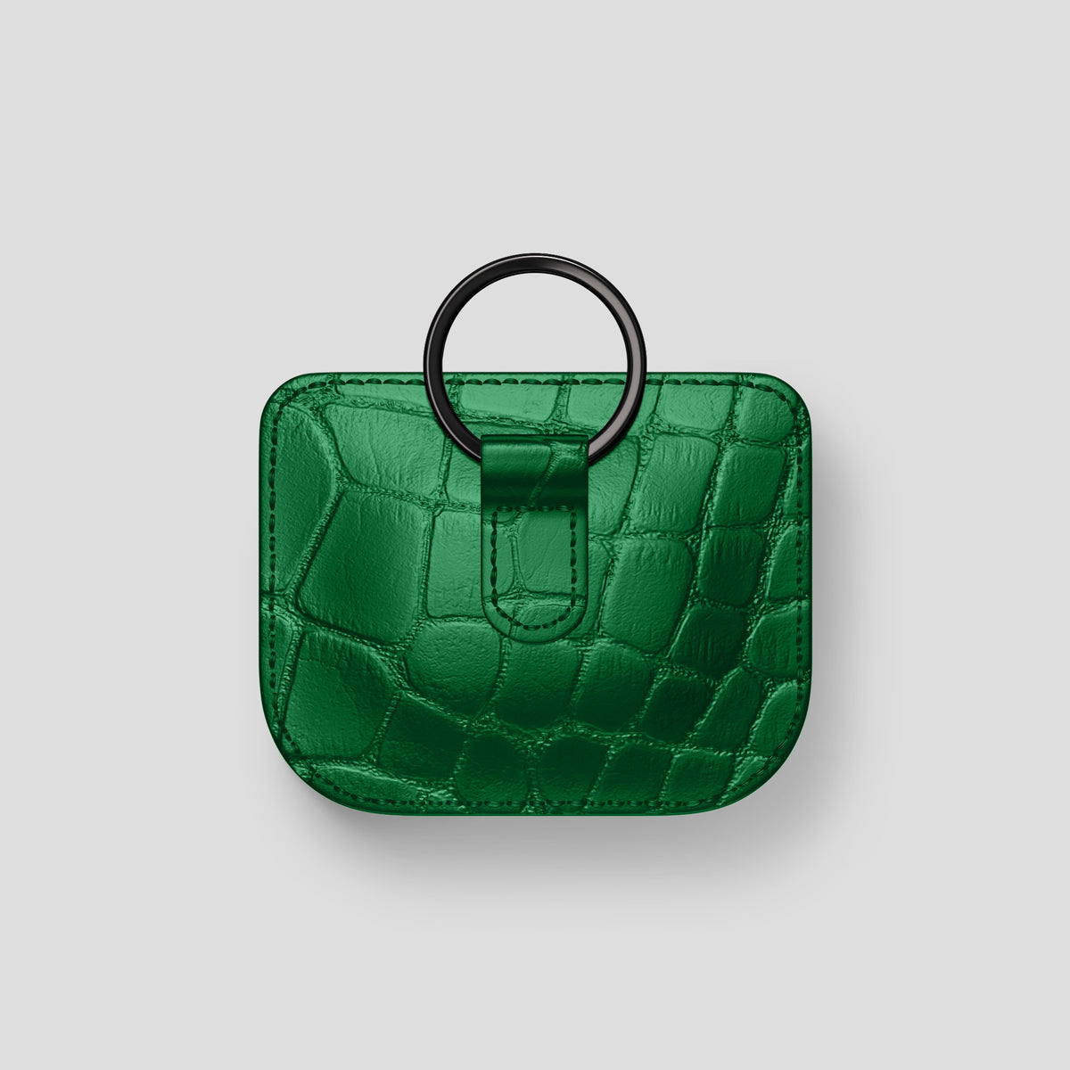 Forest-Green AirPods (4th gen) Pouch In Alligator with Black Metal -5 | Forest-Green-Black