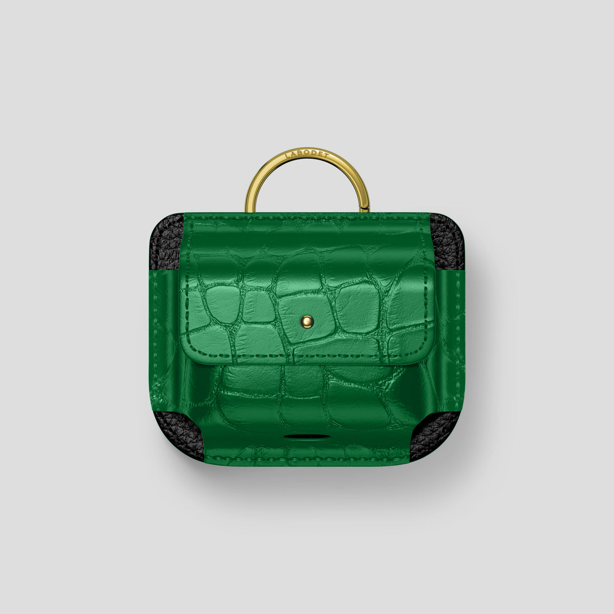 Forest-Green AirPods (4th gen) Pouch In Alligator with Gold Metal -1 | Forest-Green-Gold