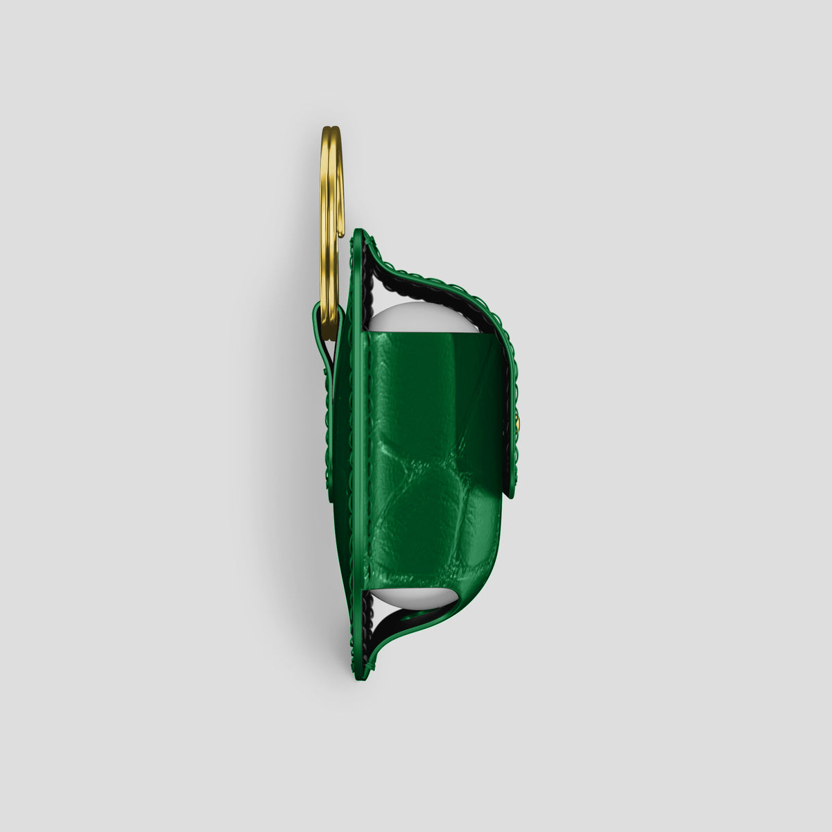 Forest-Green AirPods (4th gen) Pouch In Alligator with Gold Metal -4 | Forest-Green-Gold