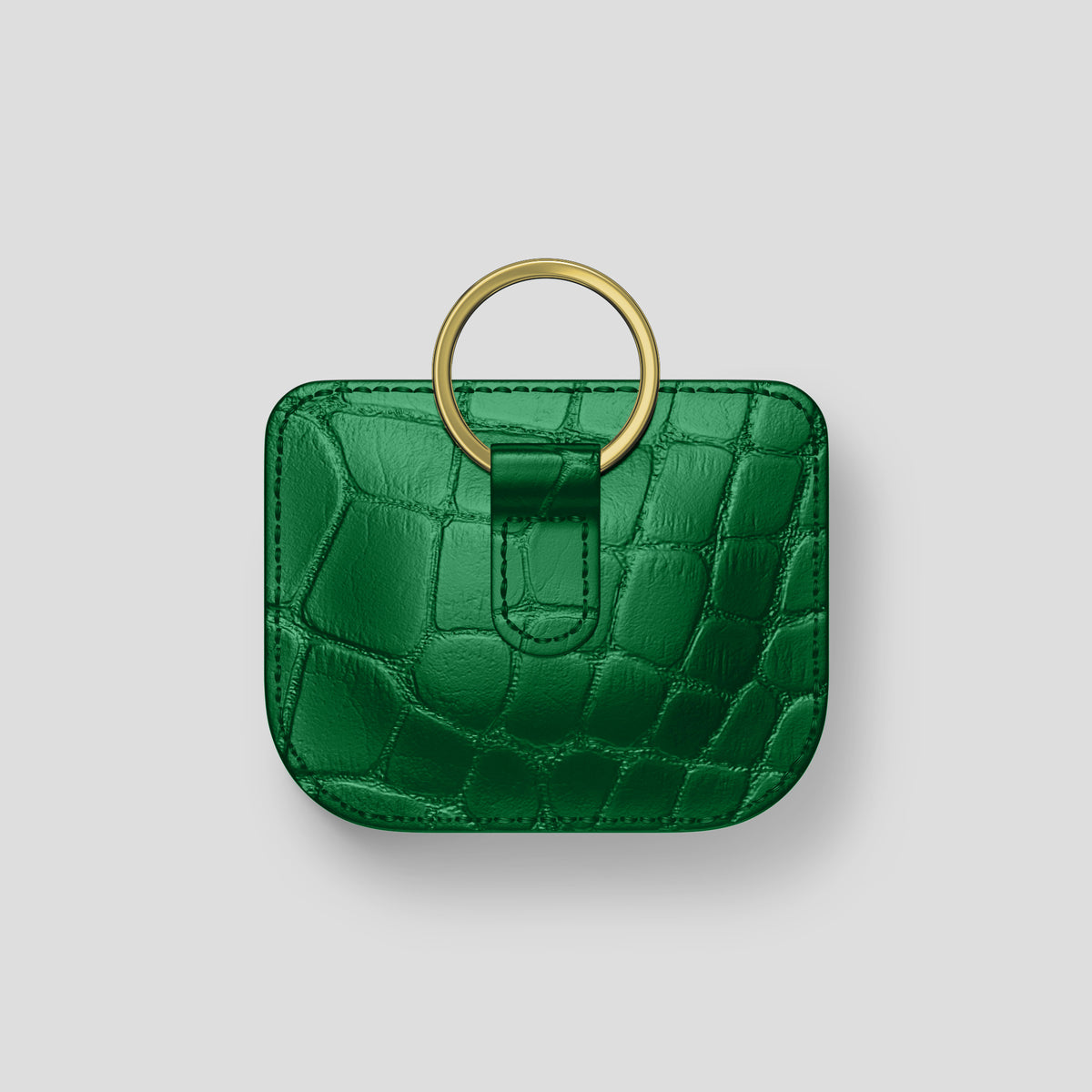 Forest-Green AirPods (4th gen) Pouch In Alligator with Gold Metal -5 | Forest-Green-Gold