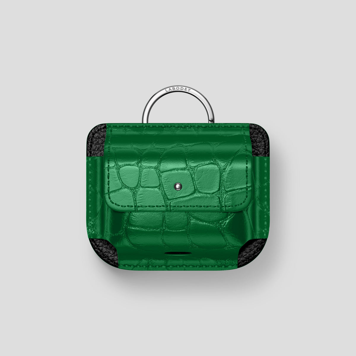 Forest-Green AirPods (4th gen) Pouch In Alligator with Steel Metal -1 | Forest-Green-Steel