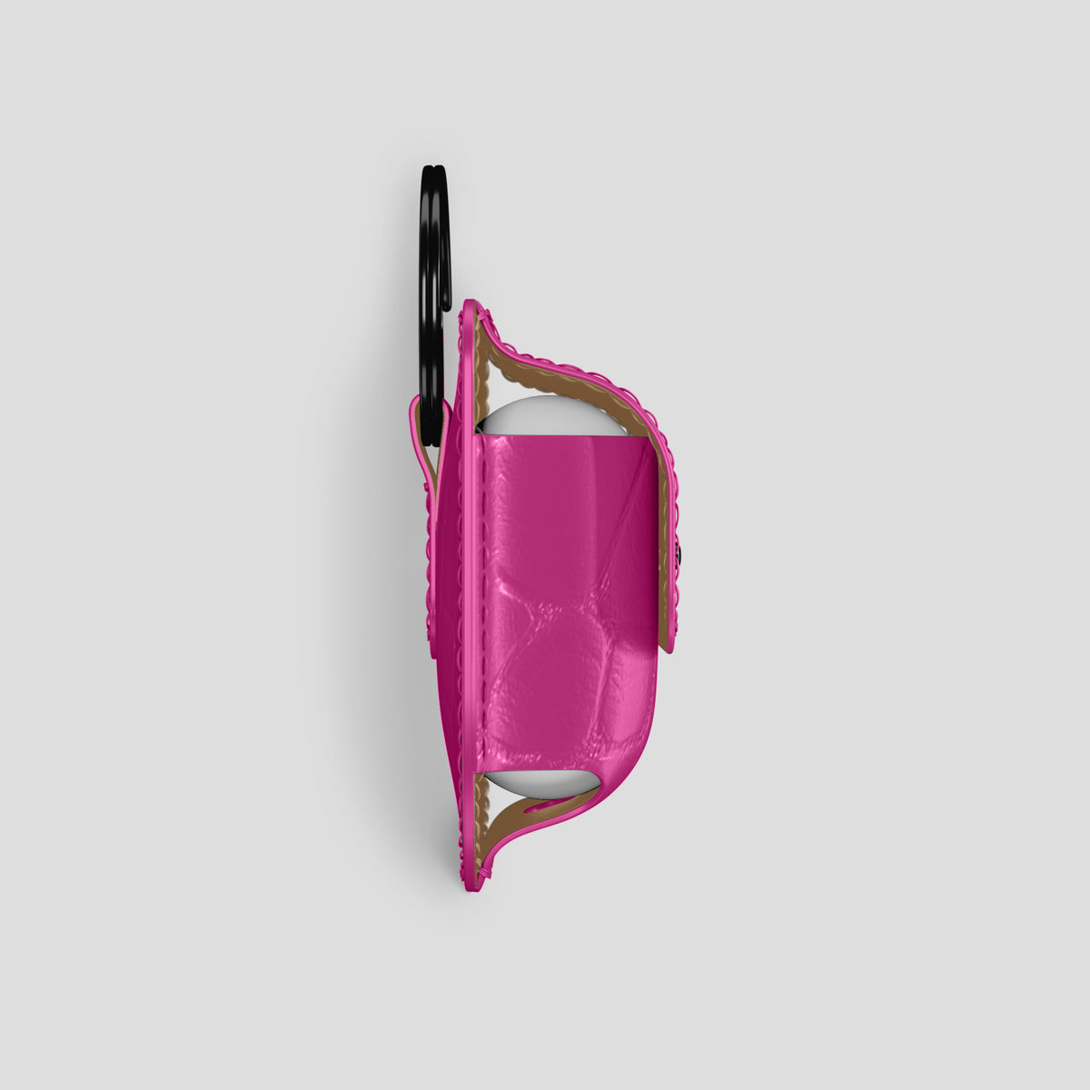 Fuchsia AirPods (4th gen) Pouch In Alligator with Black Metal -4 | Fuchsia-Black