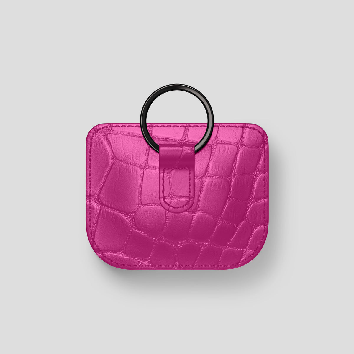 Fuchsia AirPods (4th gen) Pouch In Alligator with Black Metal -5 | Fuchsia-Black