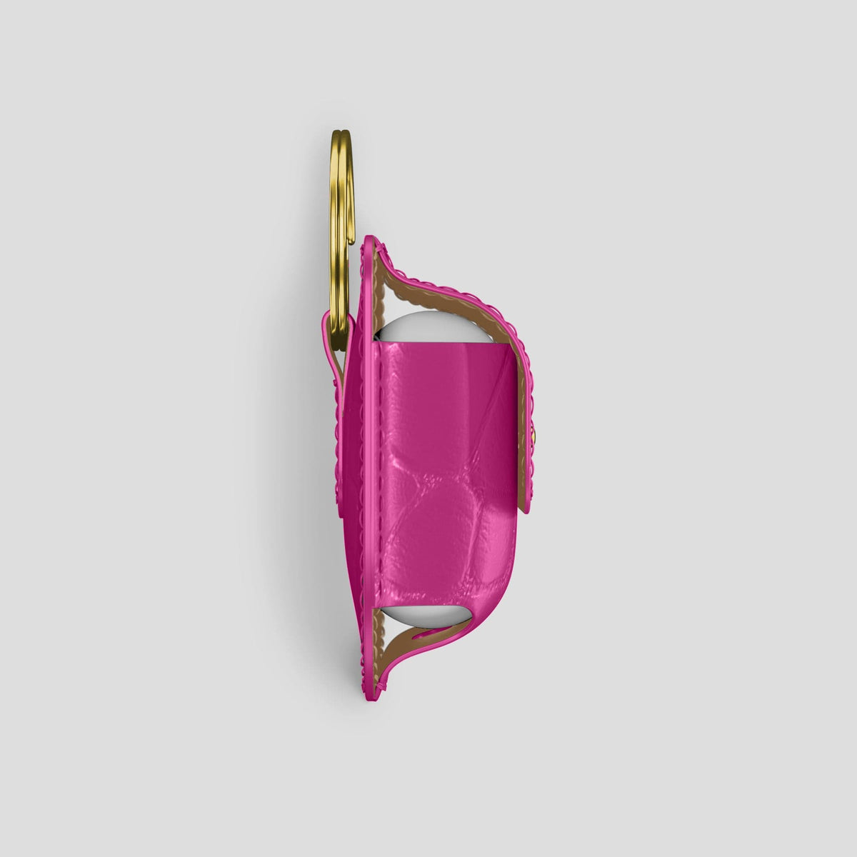 Fuchsia AirPods Pro (2nd gen) Pouch Alligator with Gold Metal -4 | Fuchsia-Gold