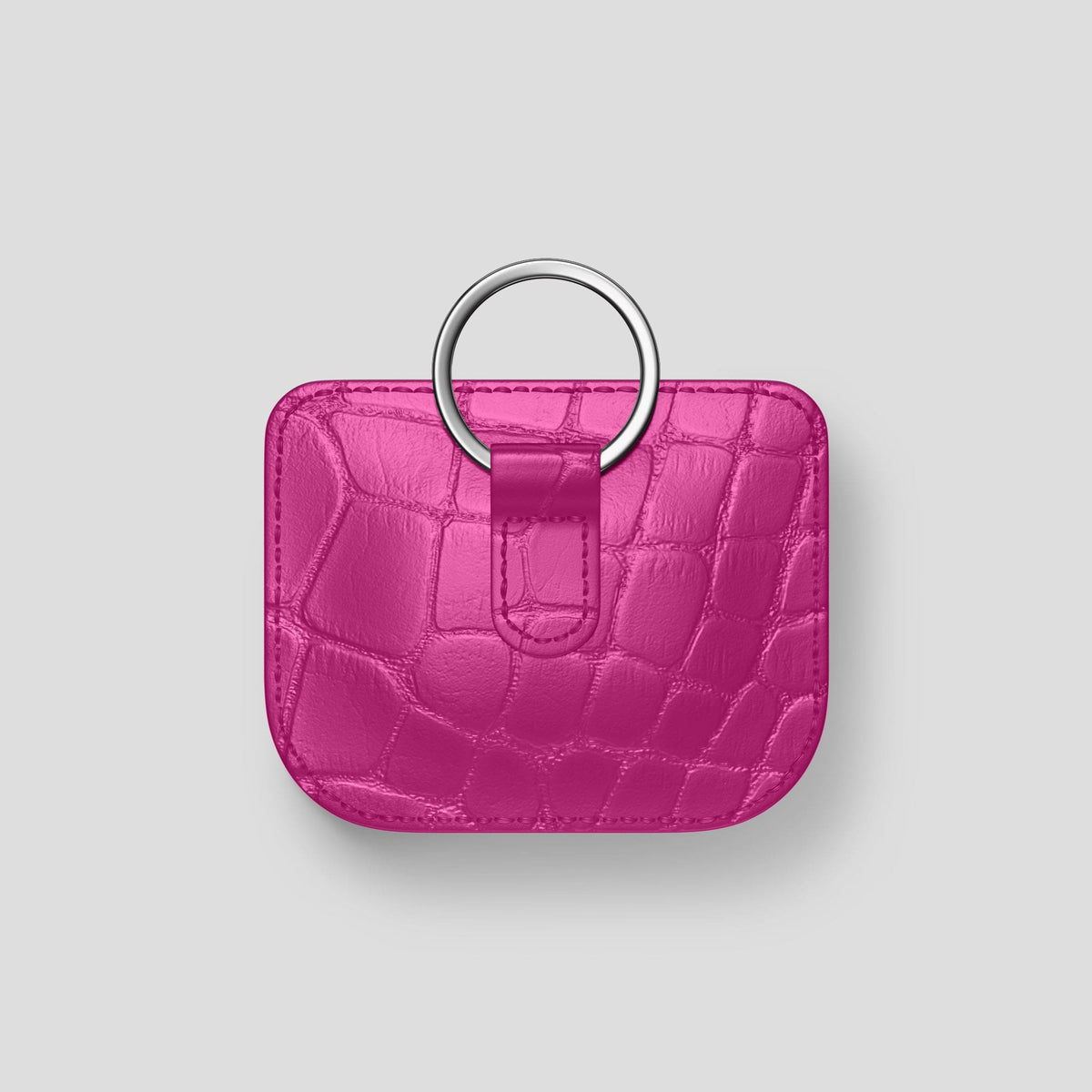 Fuchsia AirPods Pro (1st gen) Pouch Alligator with Steel Metal -5 | Fuchsia-Steel