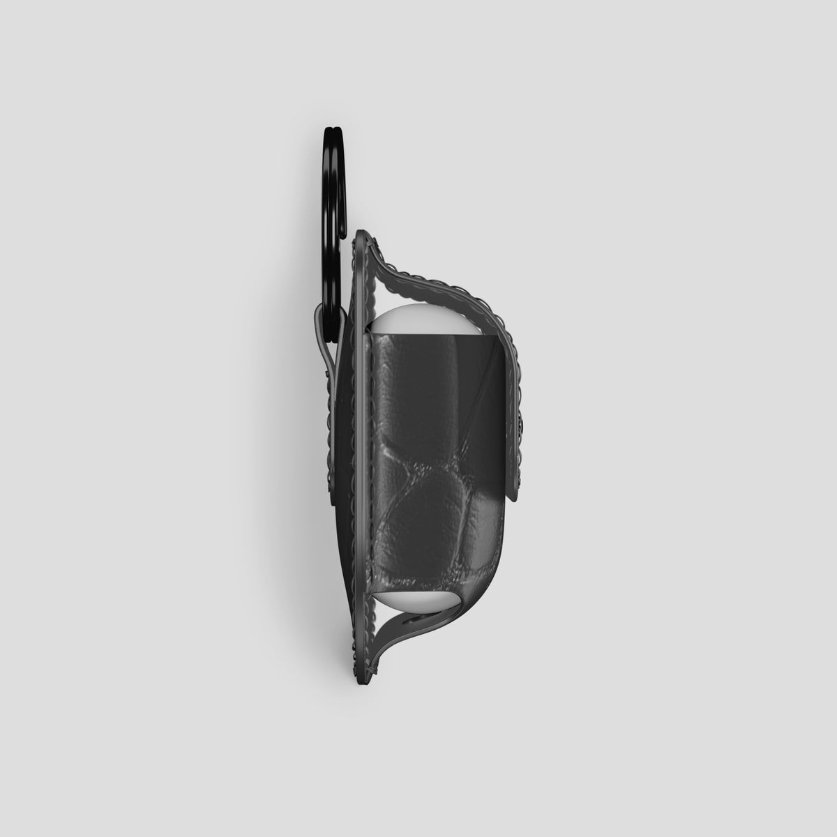 Grey AirPods (4th gen) Pouch In Alligator with Black Metal -4 | Grey-Black