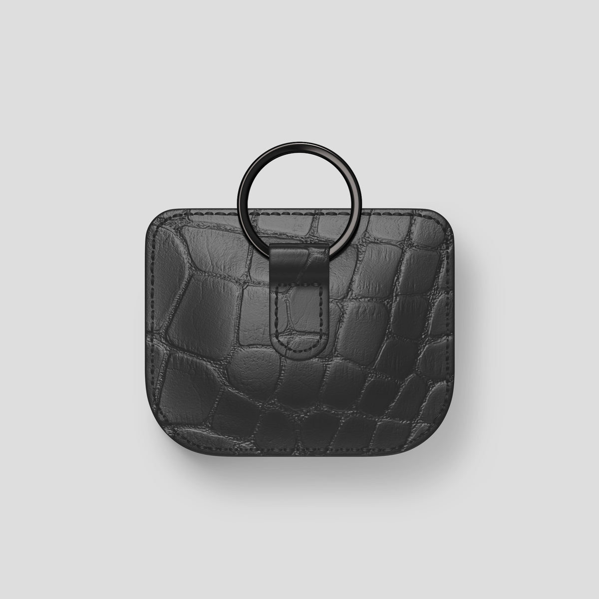 Grey AirPods (4th gen) Pouch In Alligator with Black Metal -5 | Grey-Black
