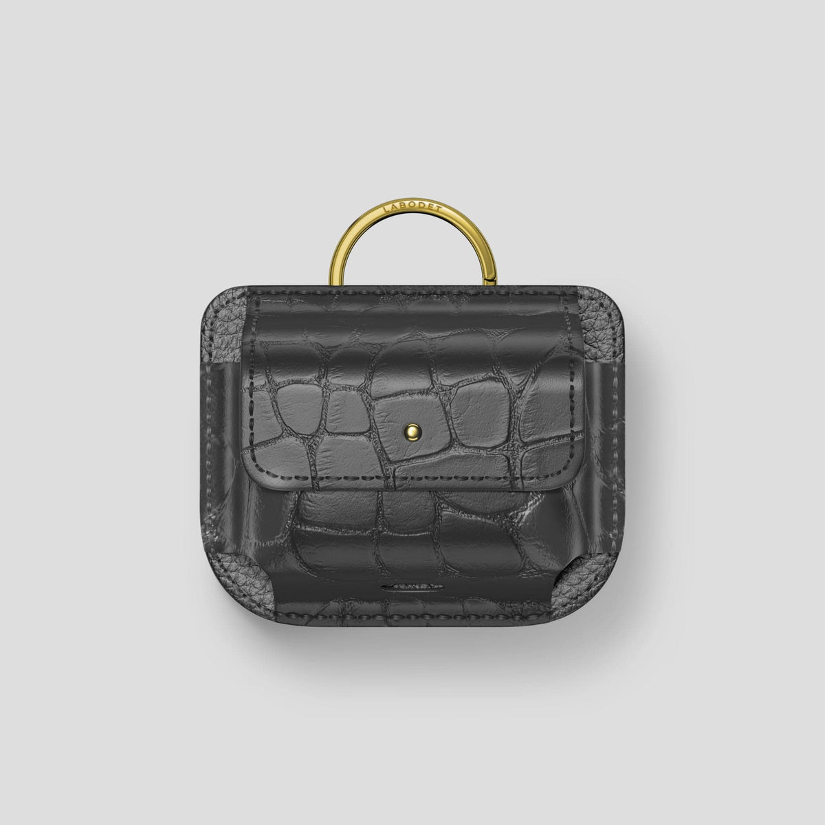 Grey AirPods Pro (2nd gen) Pouch Alligator with Gold Metal -1 | Grey-Gold