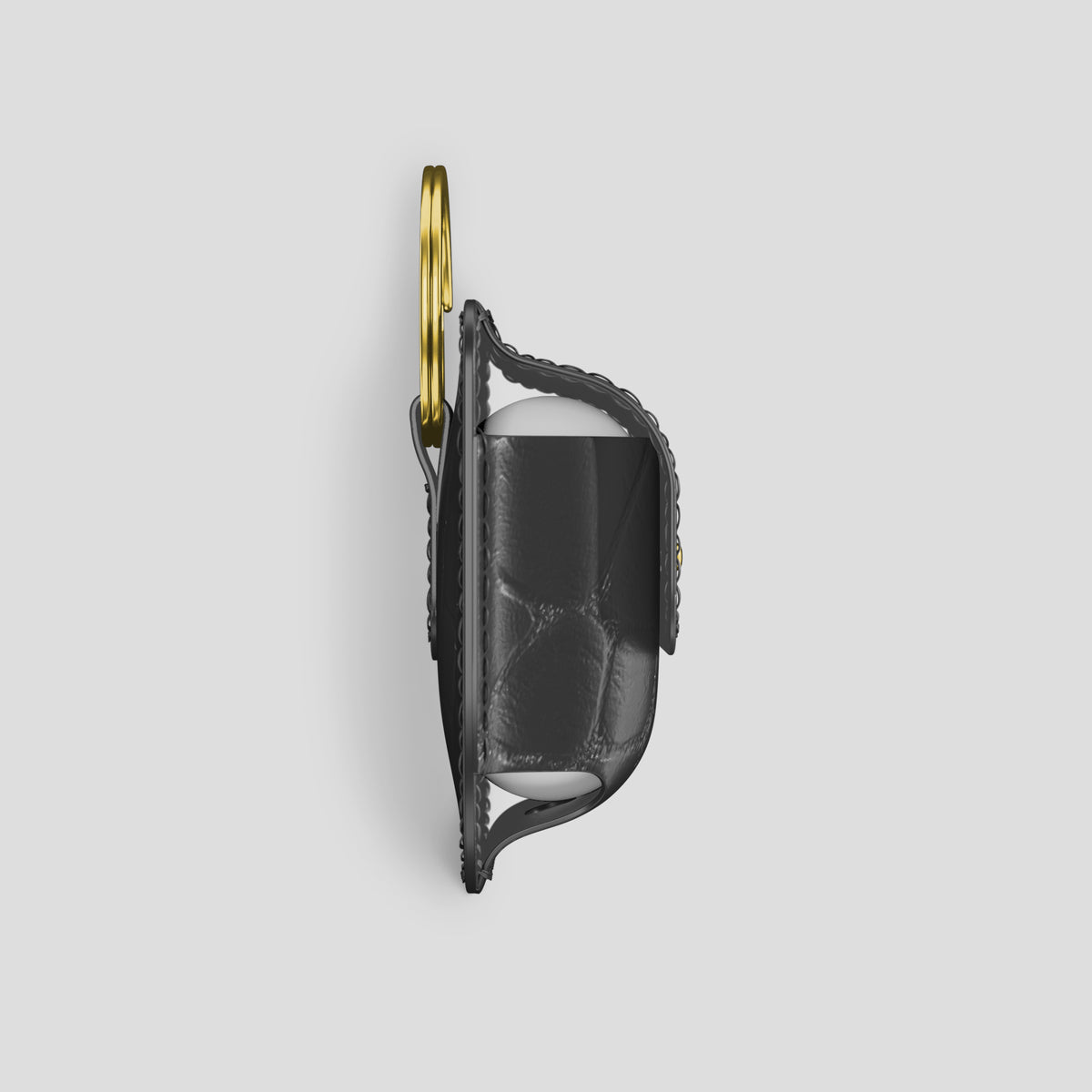 Grey AirPods (4th gen) Pouch In Alligator with Gold Metal -4 | Grey-Gold