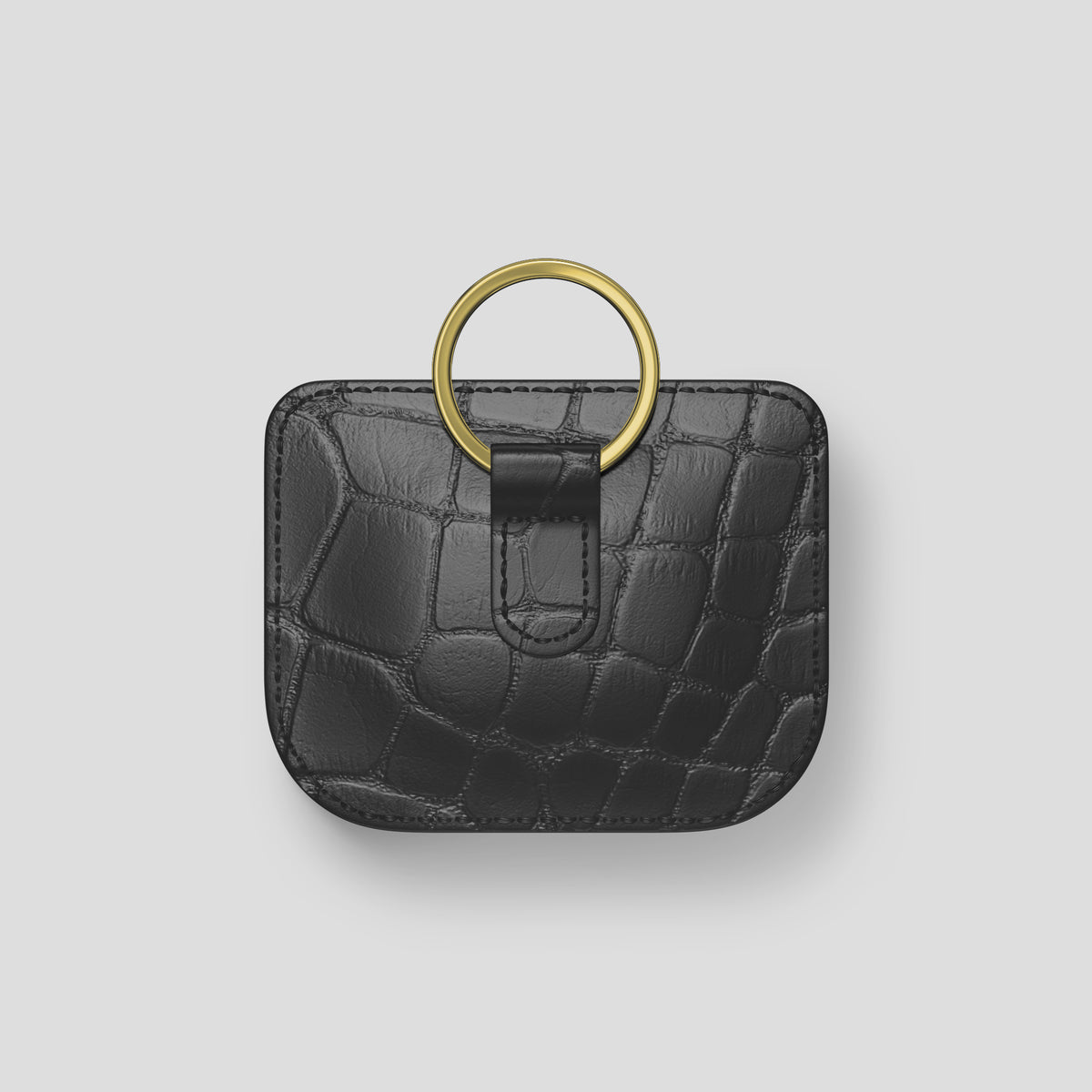 Grey AirPods (4th gen) Pouch In Alligator with Gold Metal -5 | Grey-Gold