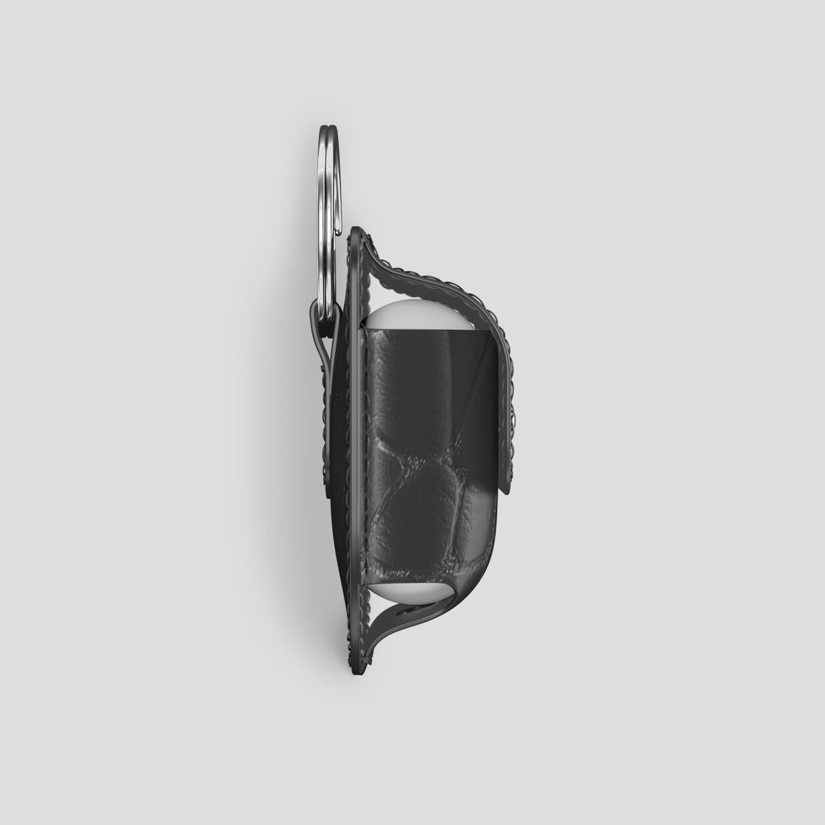 Grey AirPods (4th gen) Pouch In Alligator with Steel Metal -4 | Grey-Steel