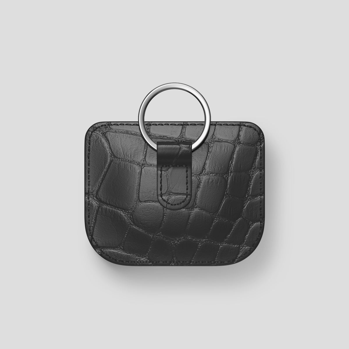 Grey AirPods (4th gen) Pouch In Alligator with Steel Metal -5 | Grey-Steel