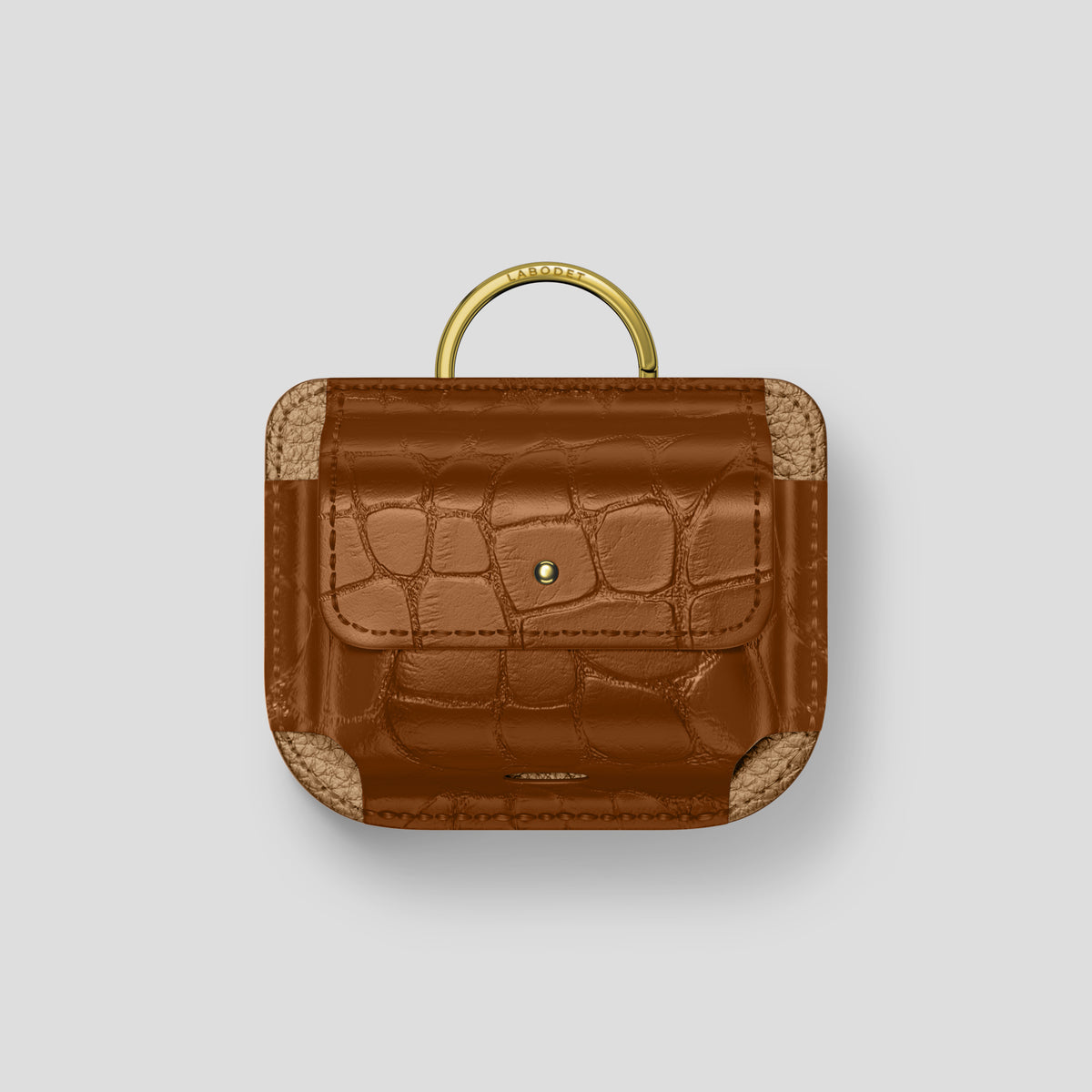 Honey AirPods (4th gen) Pouch In Alligator with Gold Metal -1 | Honey-Gold
