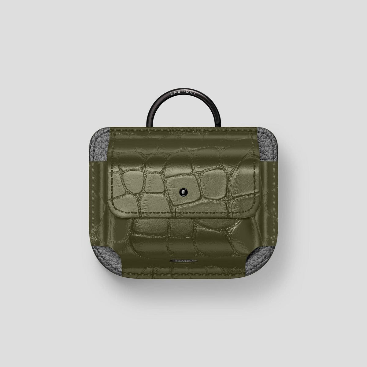 Kaki-Green AirPods Pro (1st gen) Pouch Alligator with Black Metal -1 | Kaki-Green-Black