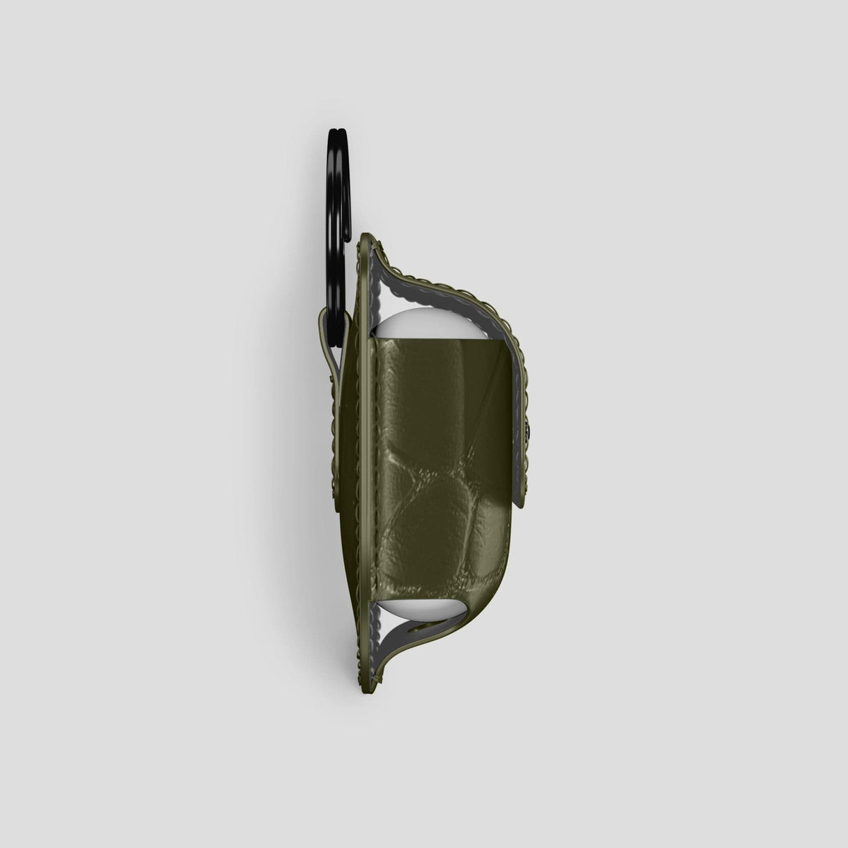 Kaki-Green AirPods Pro (1st gen) Pouch Alligator with Black Metal -4 | Kaki-Green-Black