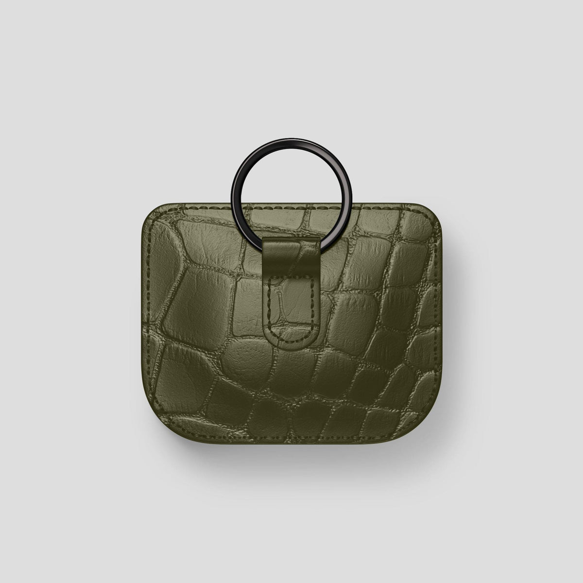 Kaki-Green AirPods Pro (1st gen) Pouch Alligator with Black Metal -5 | Kaki-Green-Black