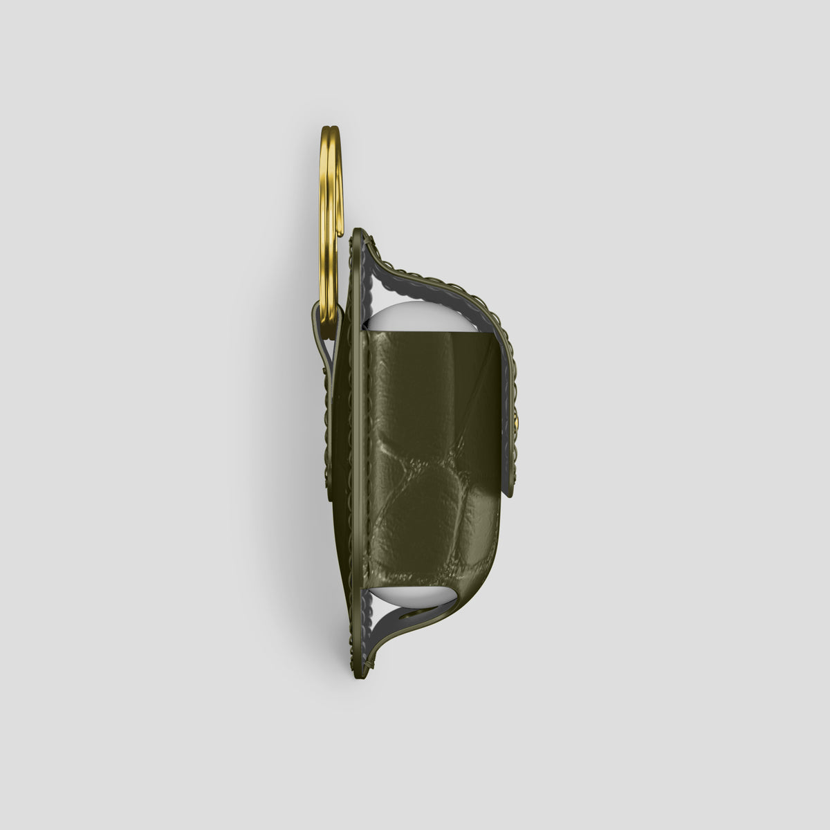 Kaki-Green AirPods (4th gen) Pouch In Alligator with Gold Metal -4 | Kaki-Green-Gold