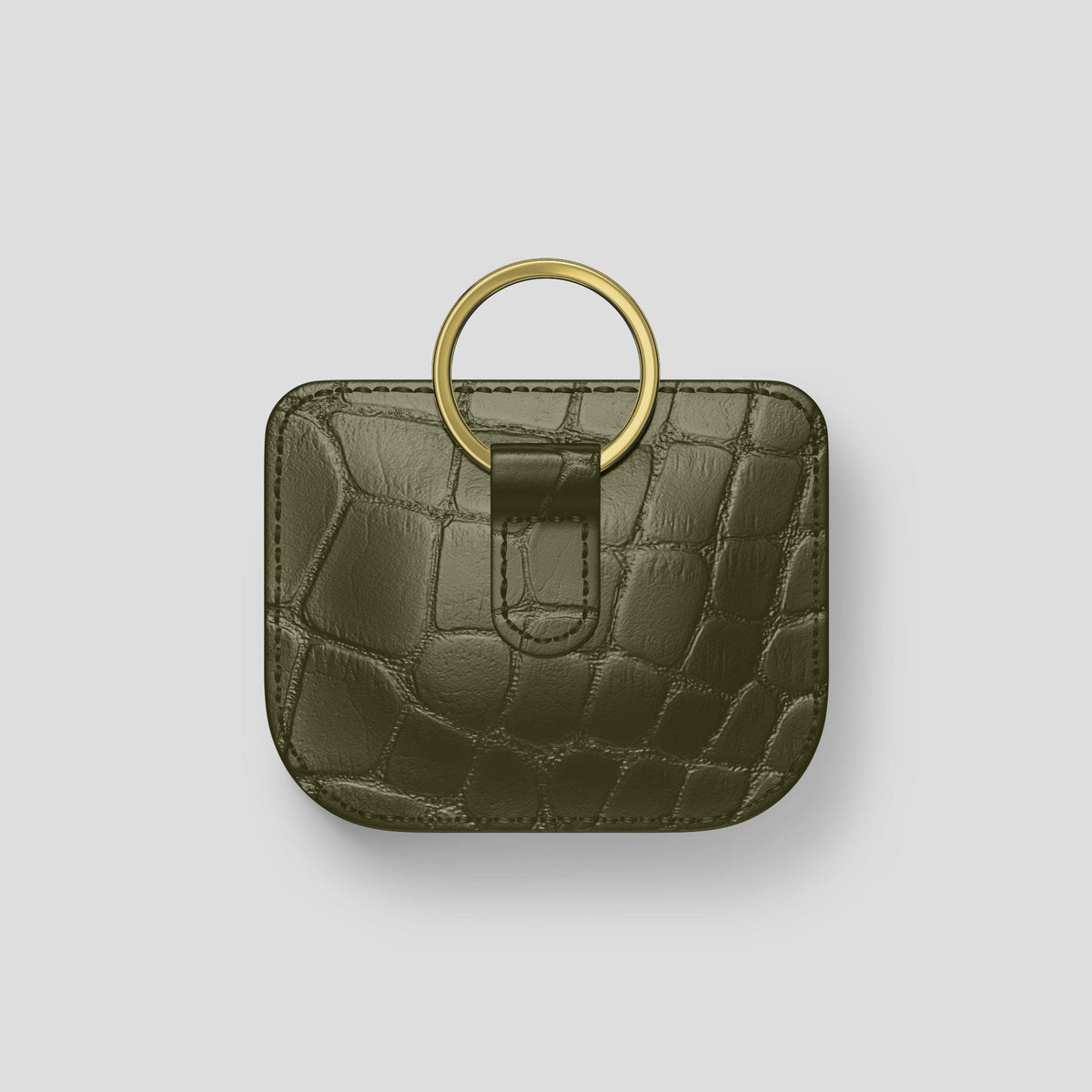 Kaki-Green AirPods Pro (1st gen) Pouch Alligator with Gold Metal -5 | Kaki-Green-Gold