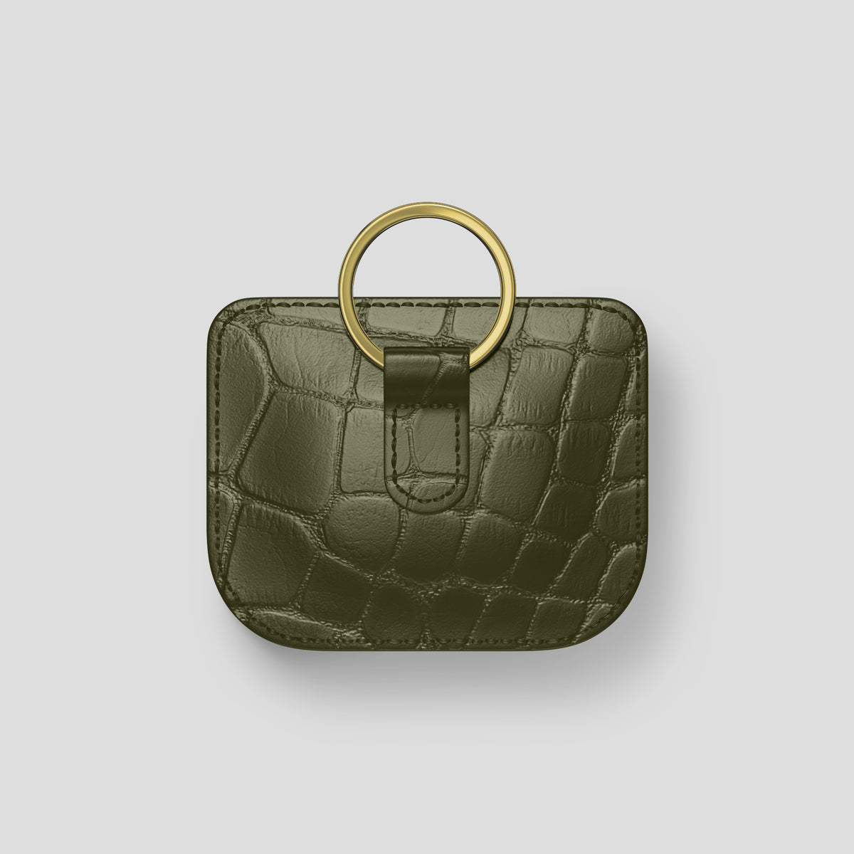Kaki-Green AirPods (4th gen) Pouch In Alligator with Gold Metal -5 | Kaki-Green-Gold