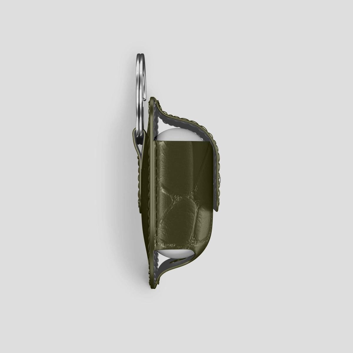 Kaki-Green AirPods Pro (1st gen) Pouch Alligator with Steel Metal -4 | Kaki-Green-Steel