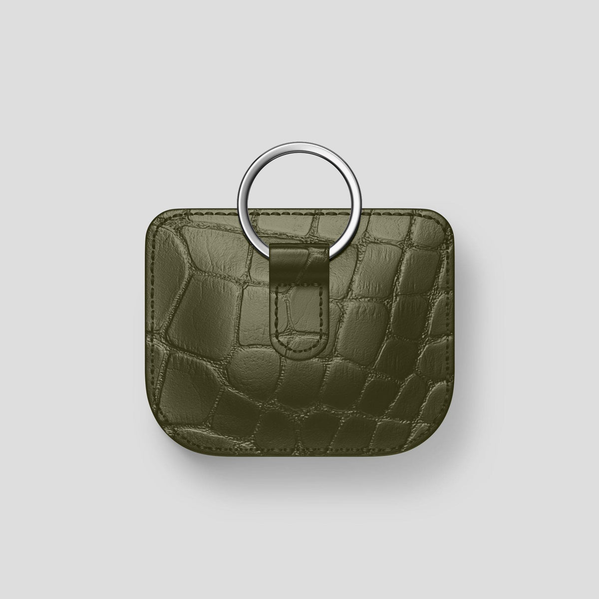 Kaki-Green AirPods Pro (2nd gen) Pouch Alligator with Steel Metal -5 | Kaki-Green-Steel