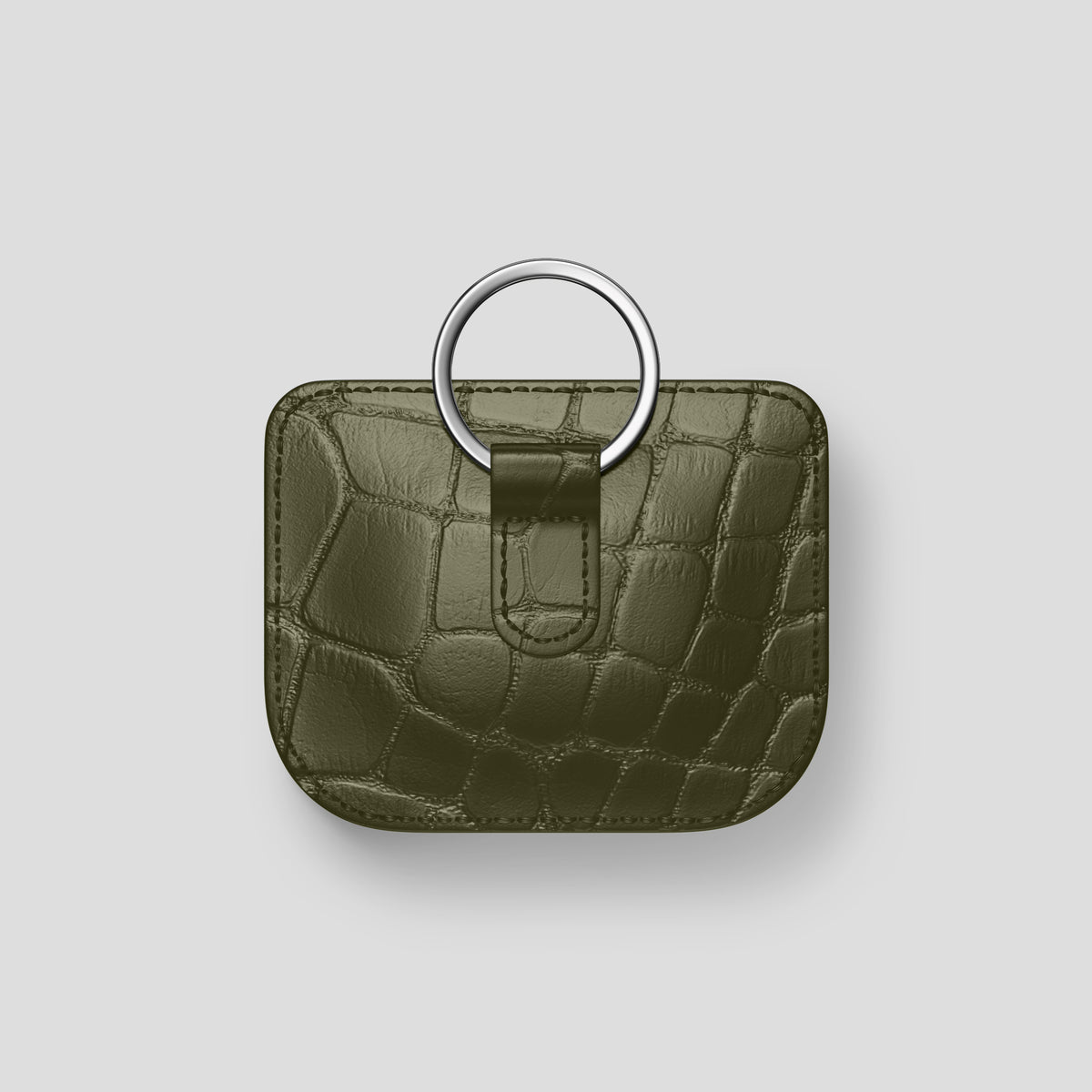 Kaki-Green AirPods (4th gen) Pouch In Alligator with Steel Metal -5 | Kaki-Green-Steel