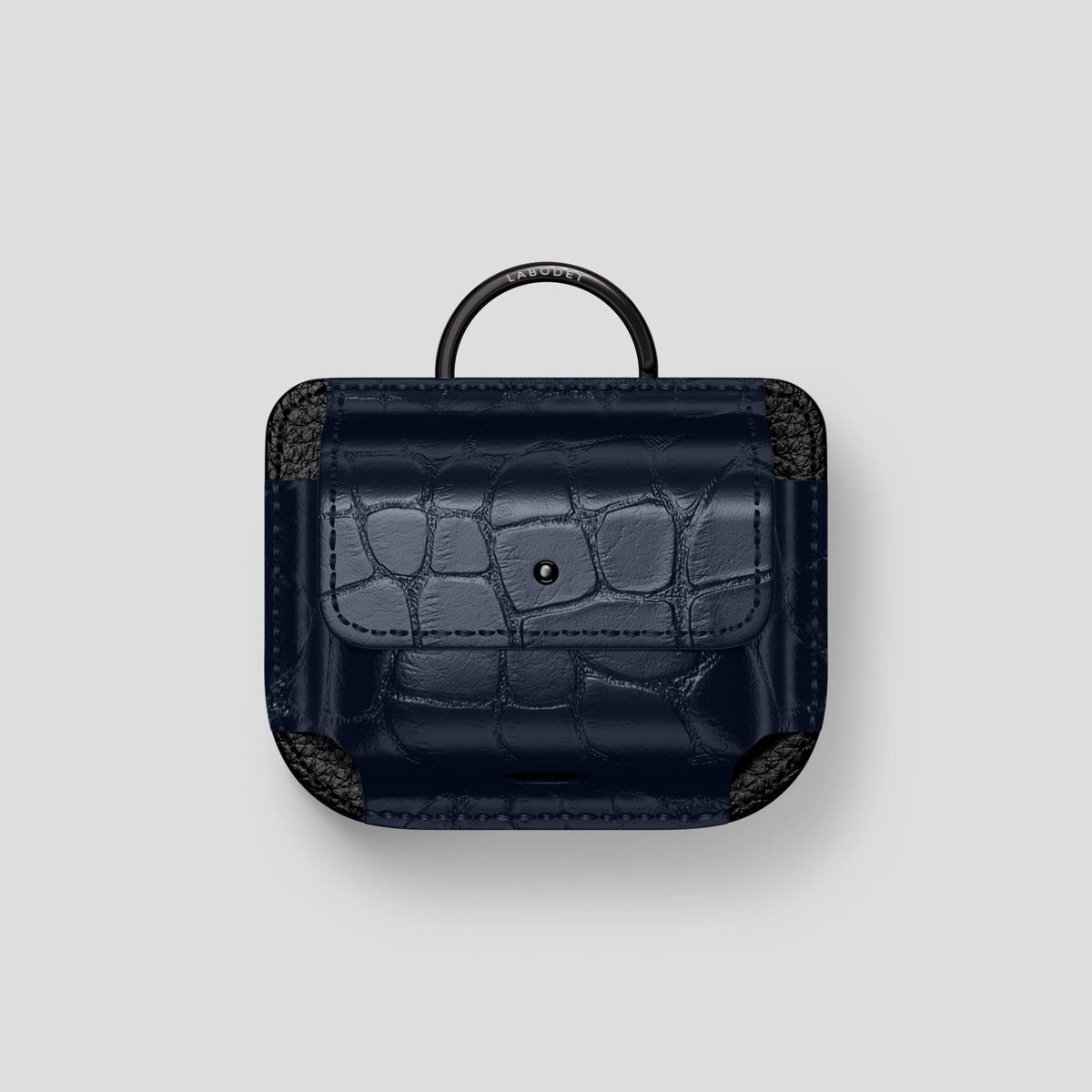 Navy Blue AirPods Pro (1st gen) Pouch Alligator with Black Metal -1 | Navy-Blue-Black